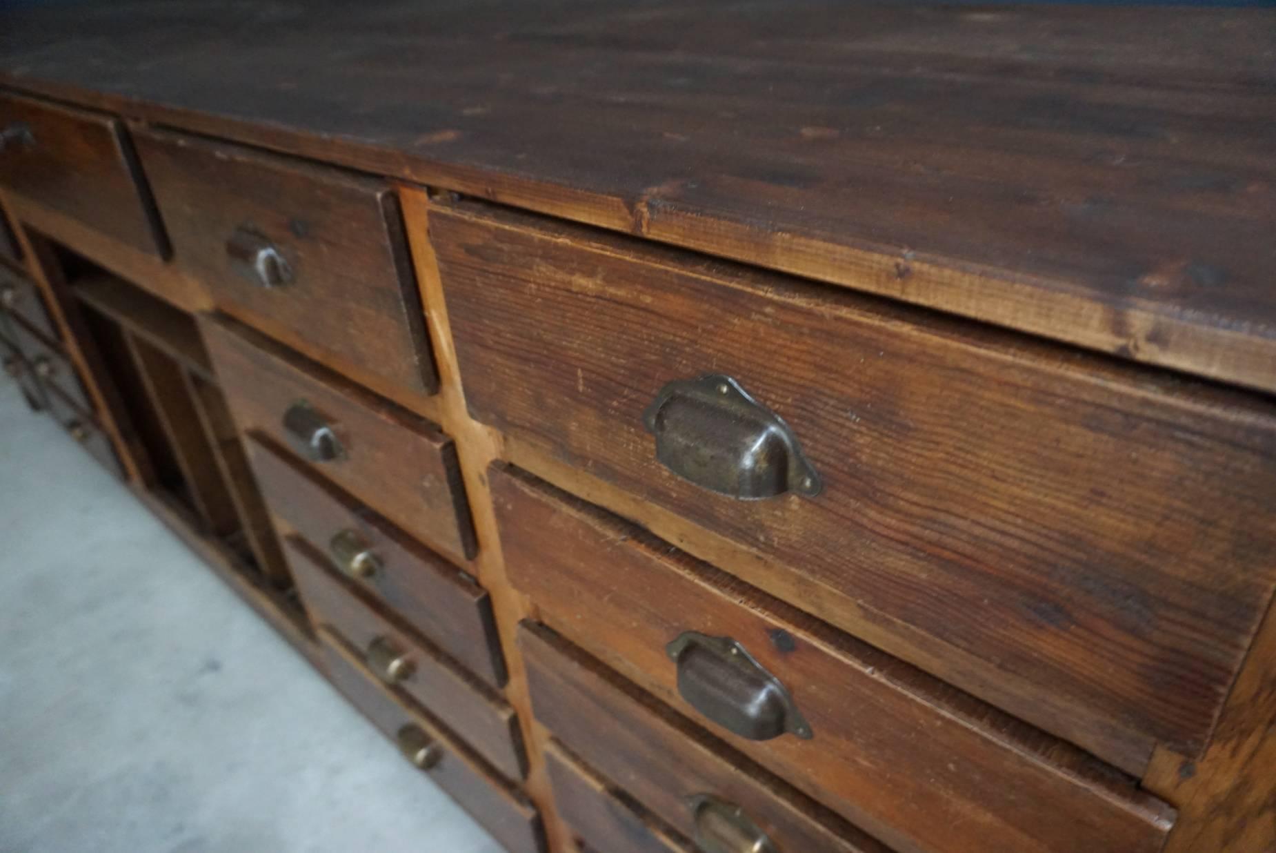 French Pine Apothecary Cabinet, 1950s In Good Condition In Nijmegen, NL