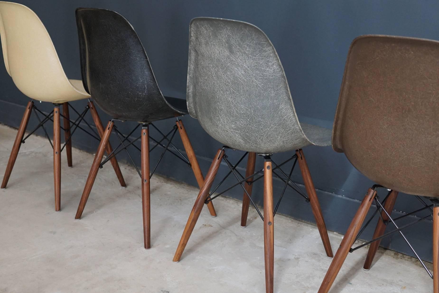 Late 20th Century Set of Four Multi-Color Eames DSW Chairs
