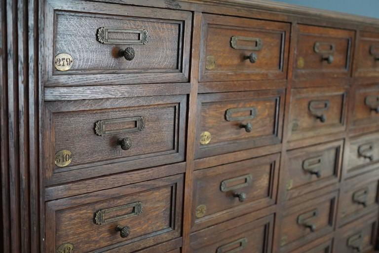 Antique French Oak Apothecary with Brass Hardware, 1900s at 1stDibs
