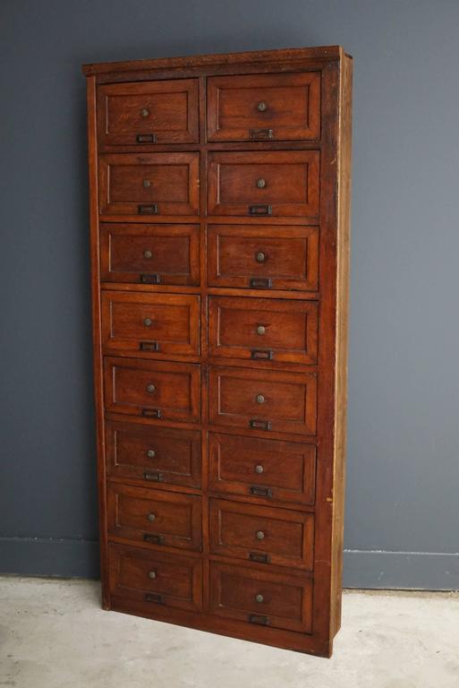 Antique French Oak Apothecary with Brass Hardware, 1900s at 1stDibs