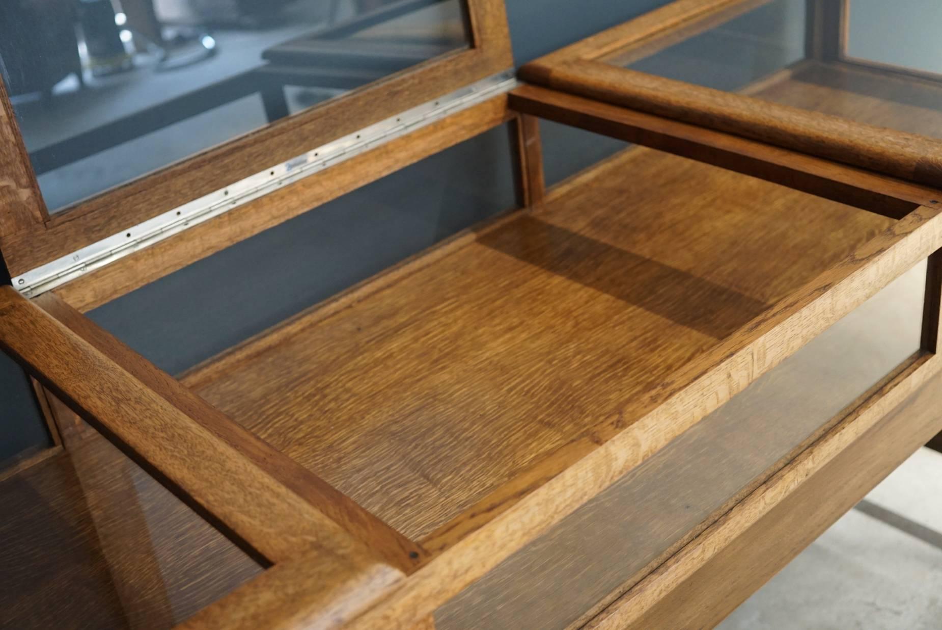 Art Deco English Oak Museum Display Cabinet