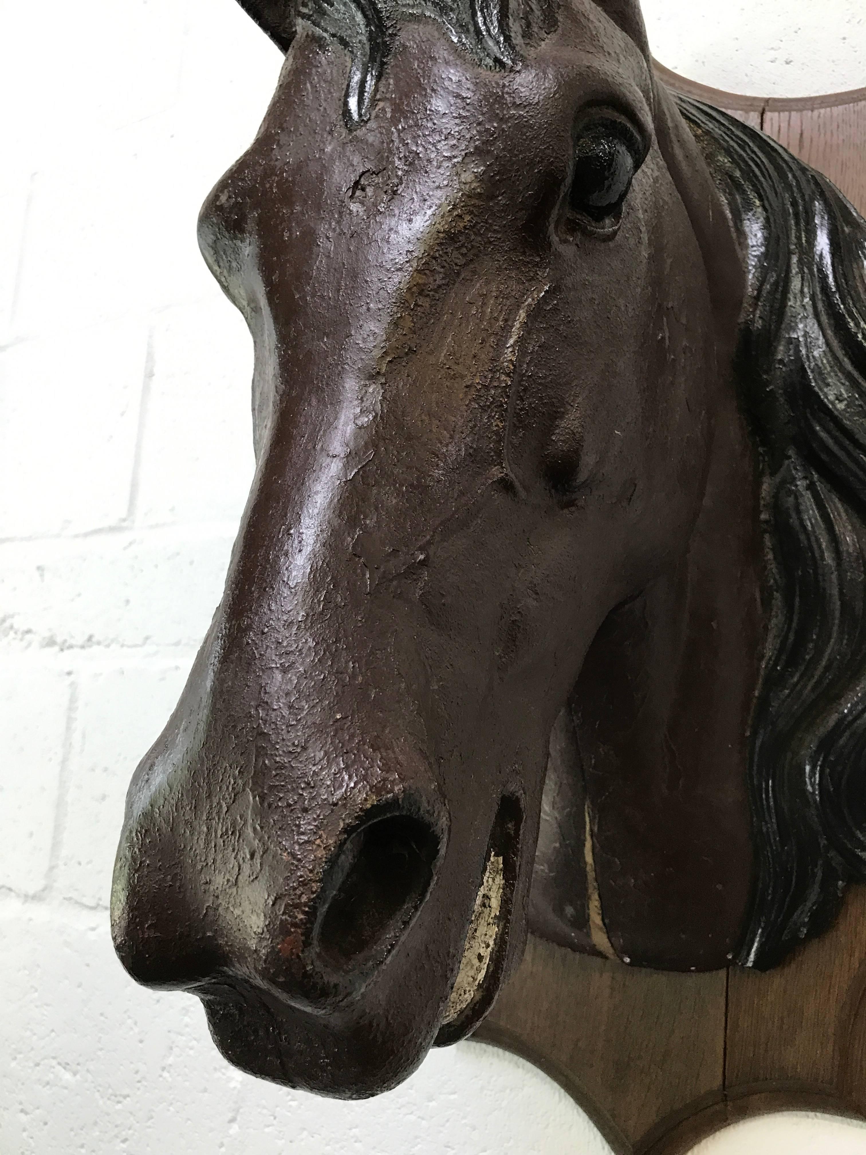Industrial French Zinc Butchers Shop Horse Head, Late 19th Century 