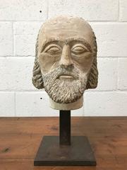 French Carved Stone Jesus Head, 18th Century