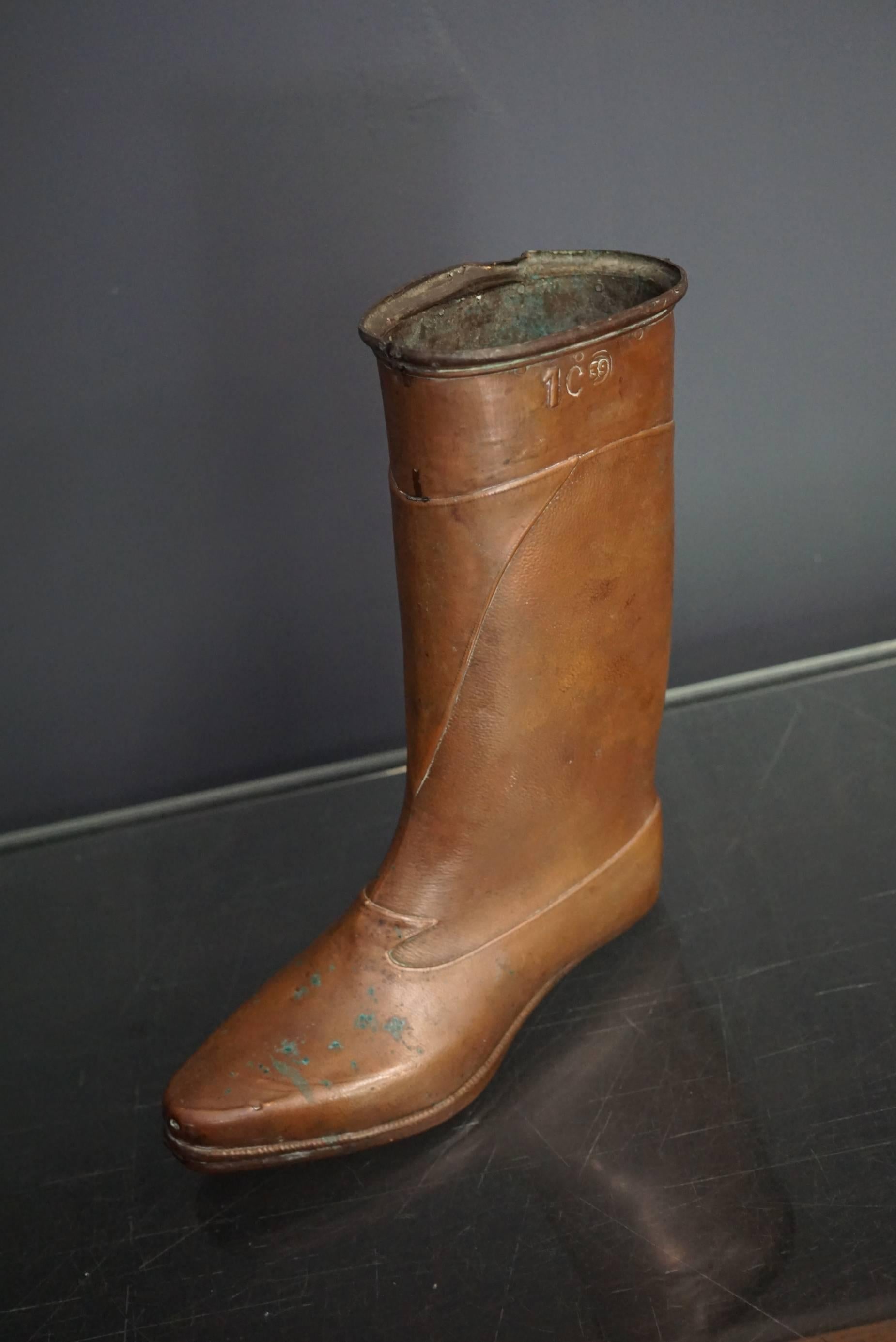 French Copper Boot Mold, 1950s