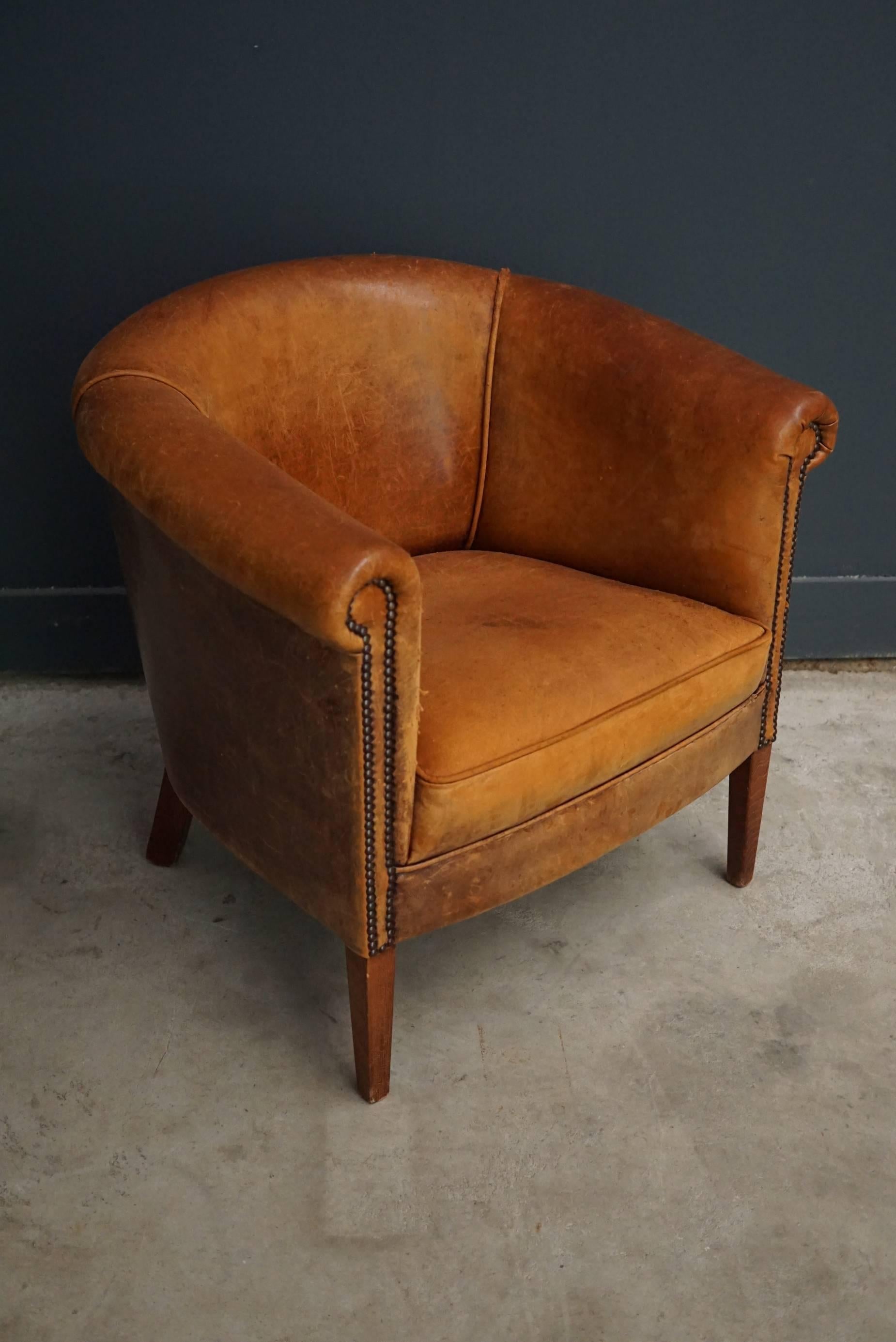 Vintage Cognac Leather Club Chair 1