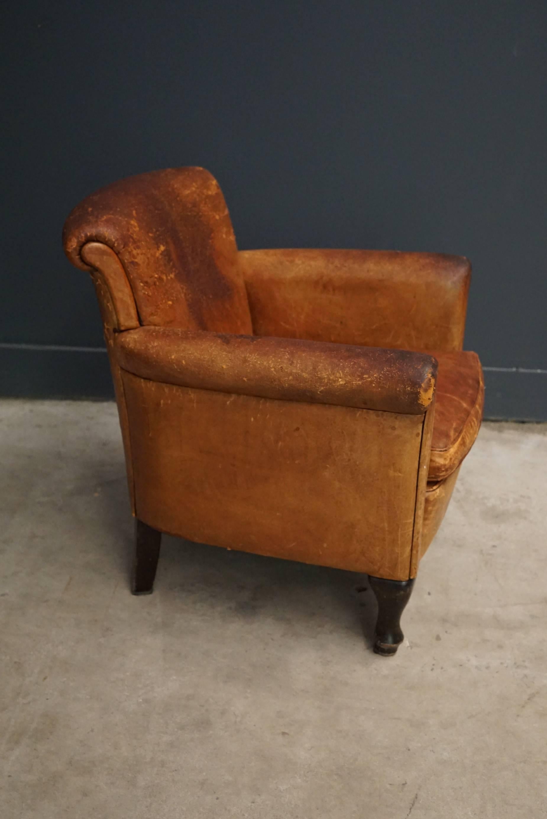 Dutch Vintage Cognac Leather Club Chair