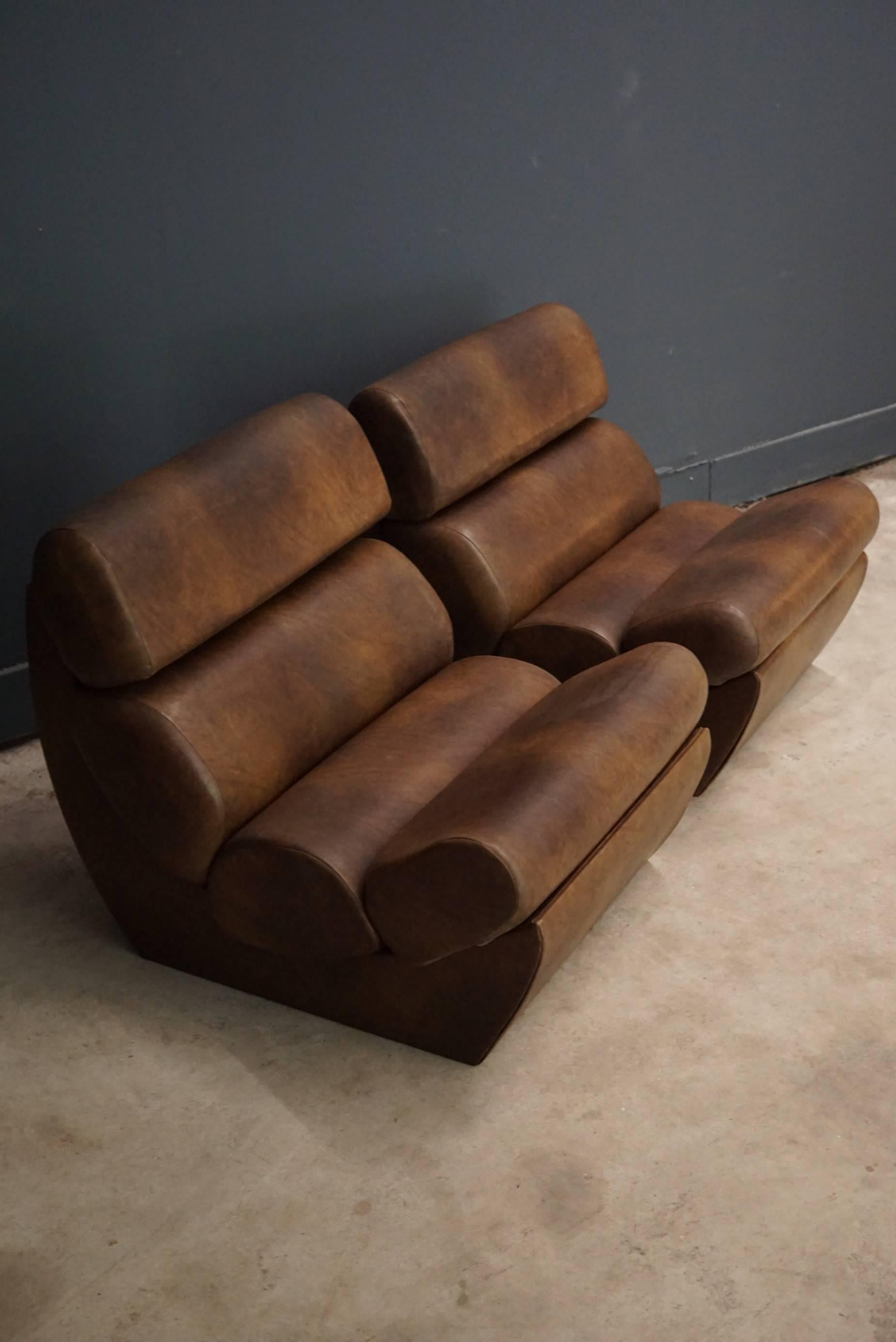Pair of Italian Space Age Faux Leather Lounge Chairs, 1970s 2