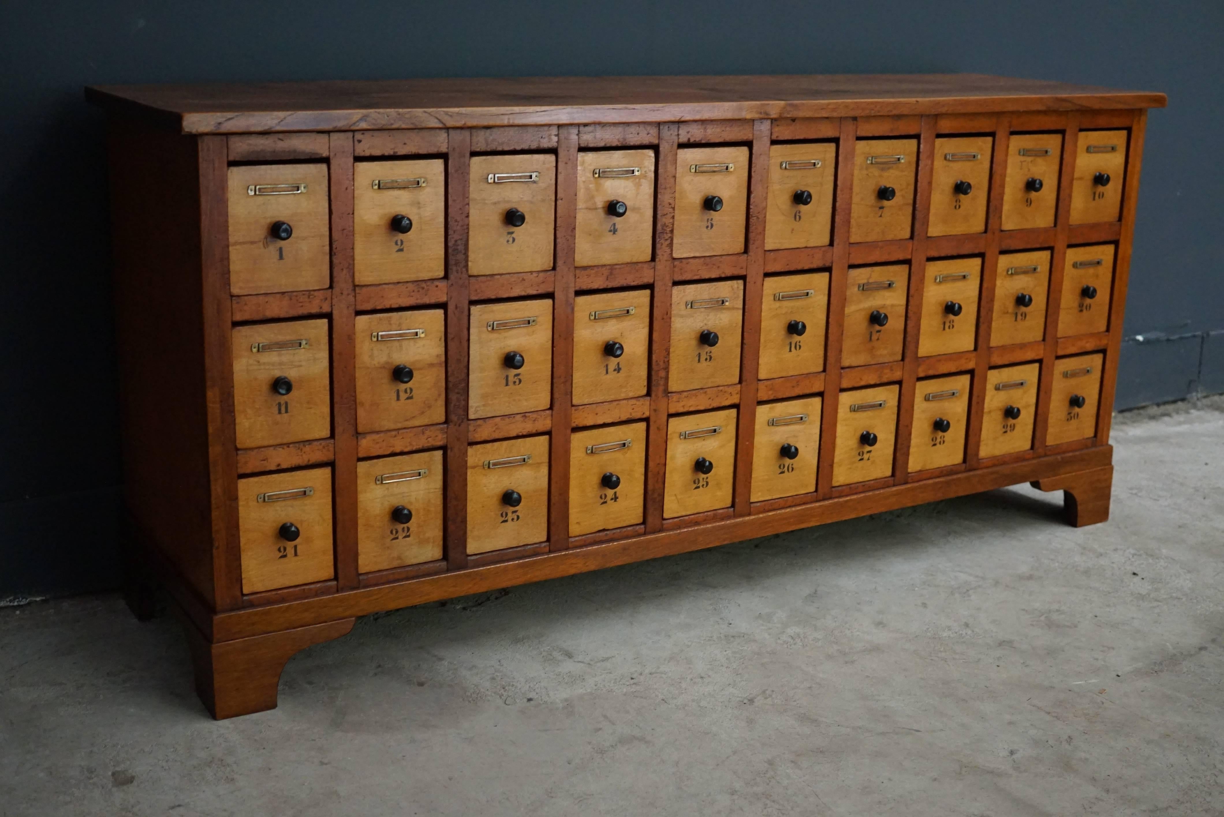 Dutch Beech and Oak Apothecary Cabinet, 1930s In Good Condition In Nijmegen, NL