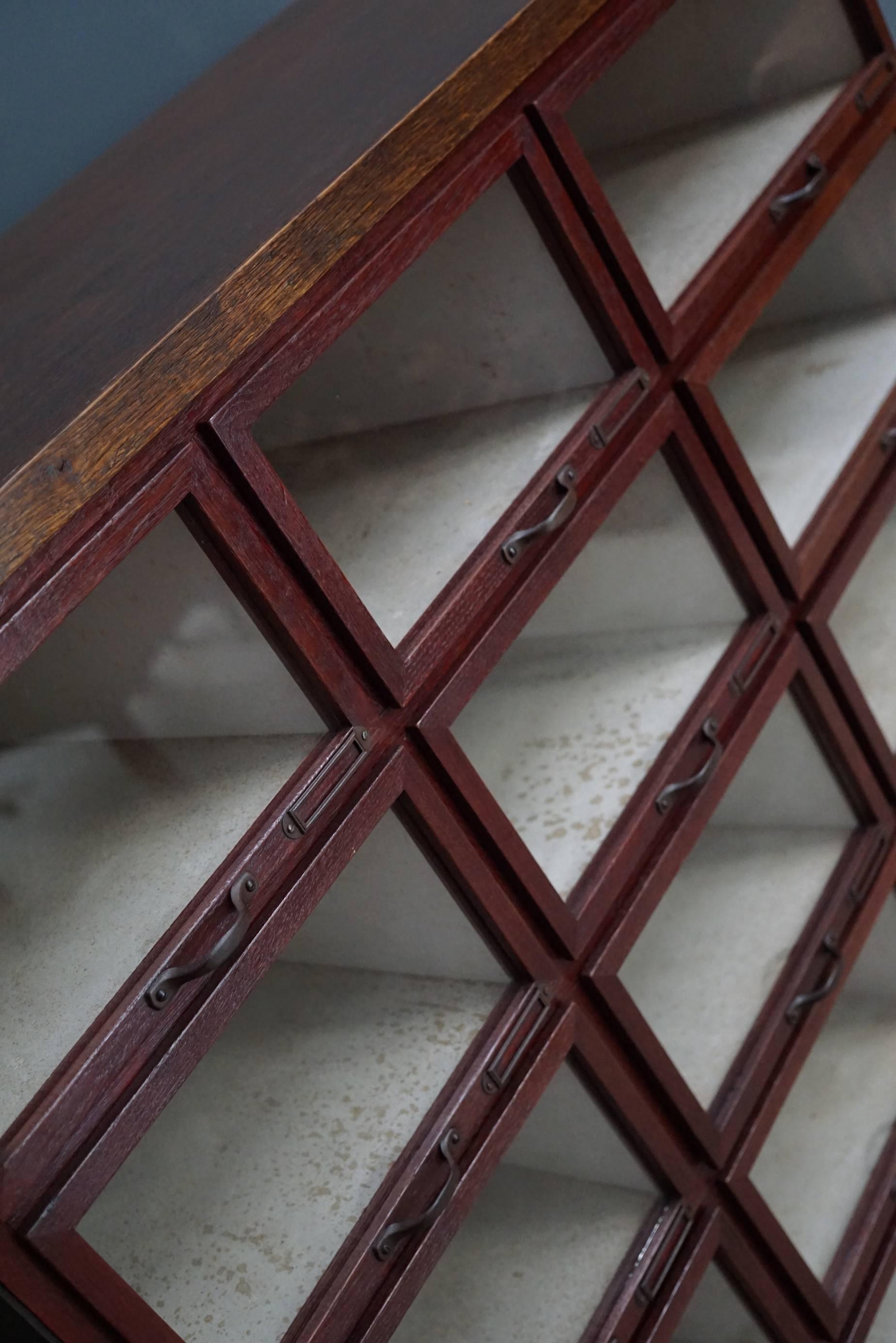 Industrial Oak Haberdashery Shop Cabinet or Retail Unit, 1930s