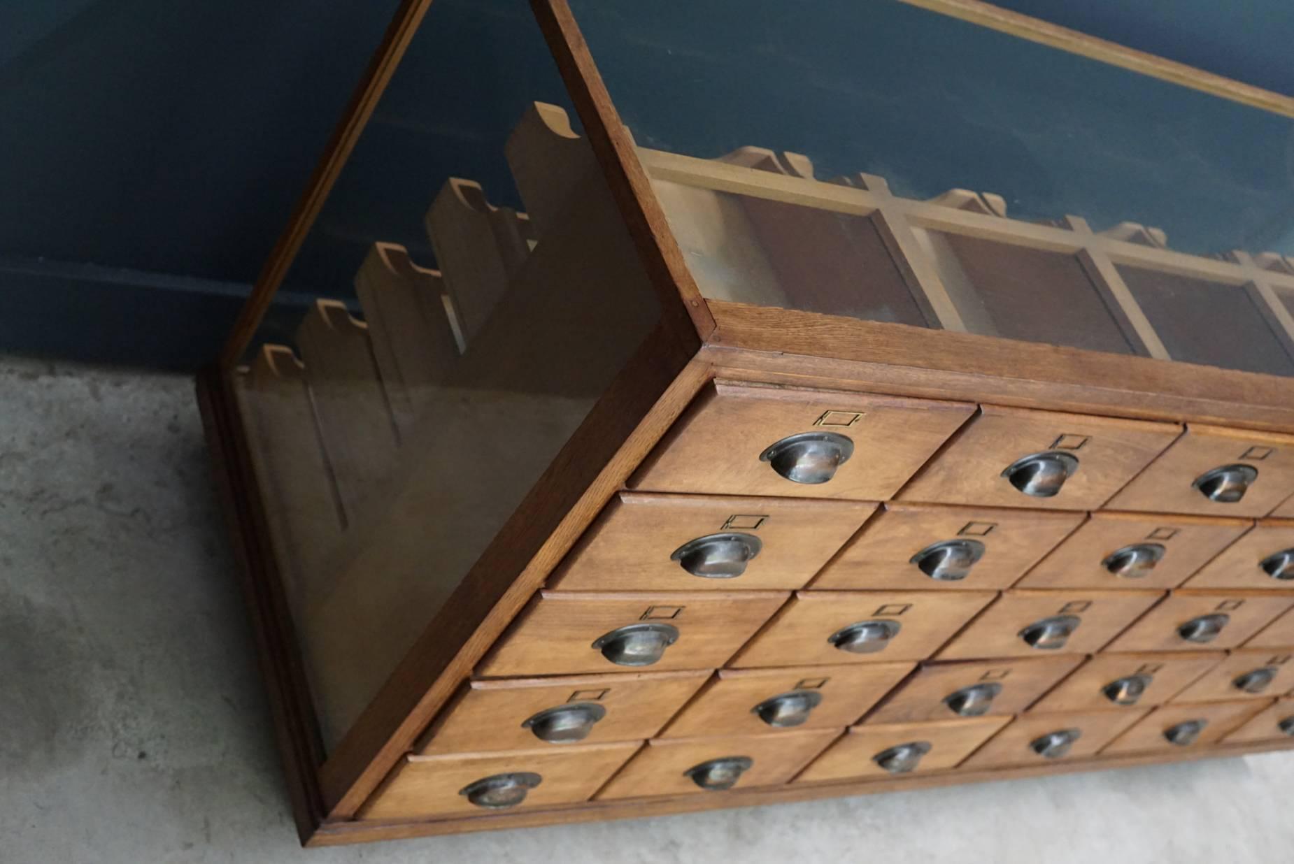 British Oak Haberdashery Cabinet or Shop Counter, 1930s 4