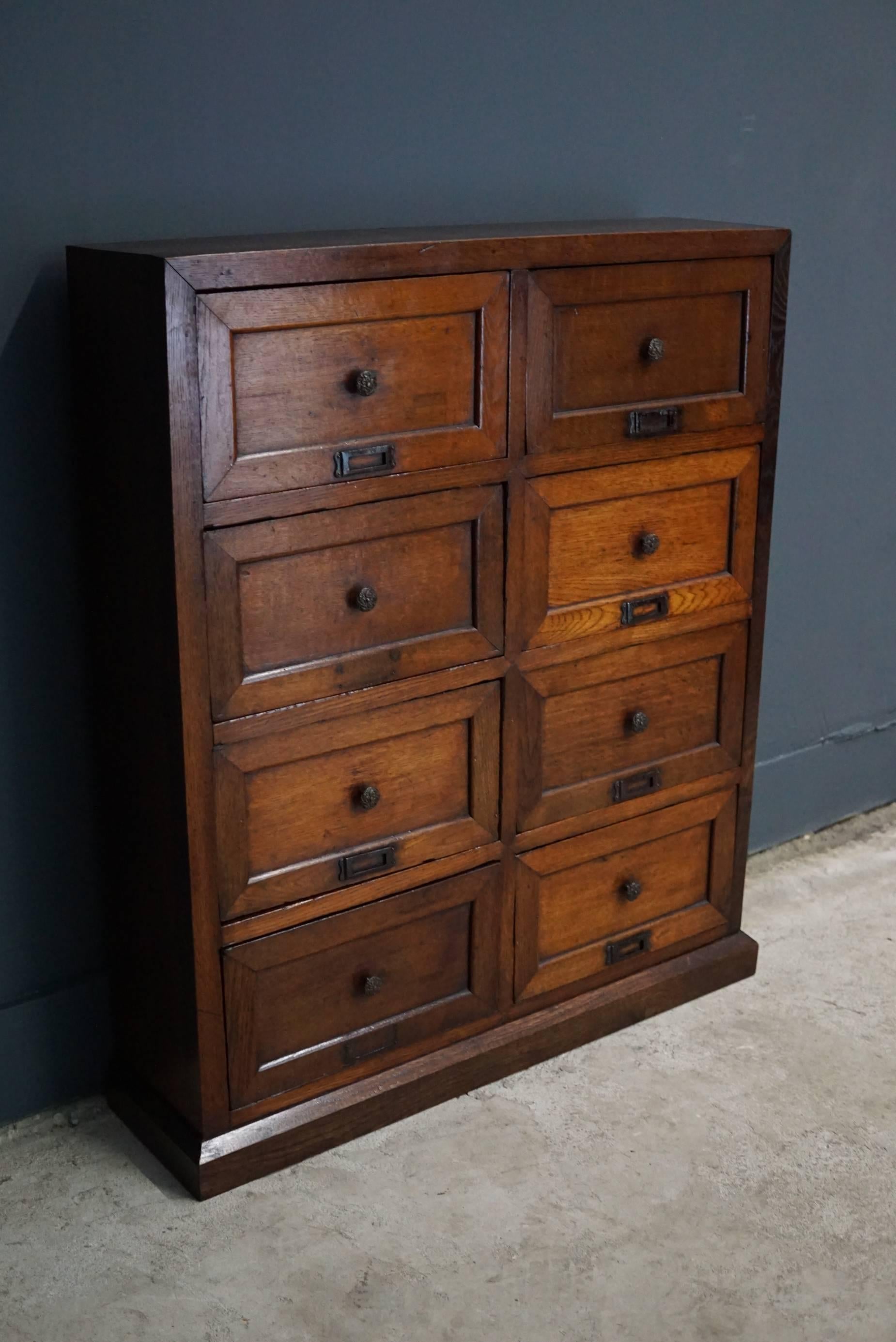 Industrial French Oak Apothecary Cabinet, 1870s