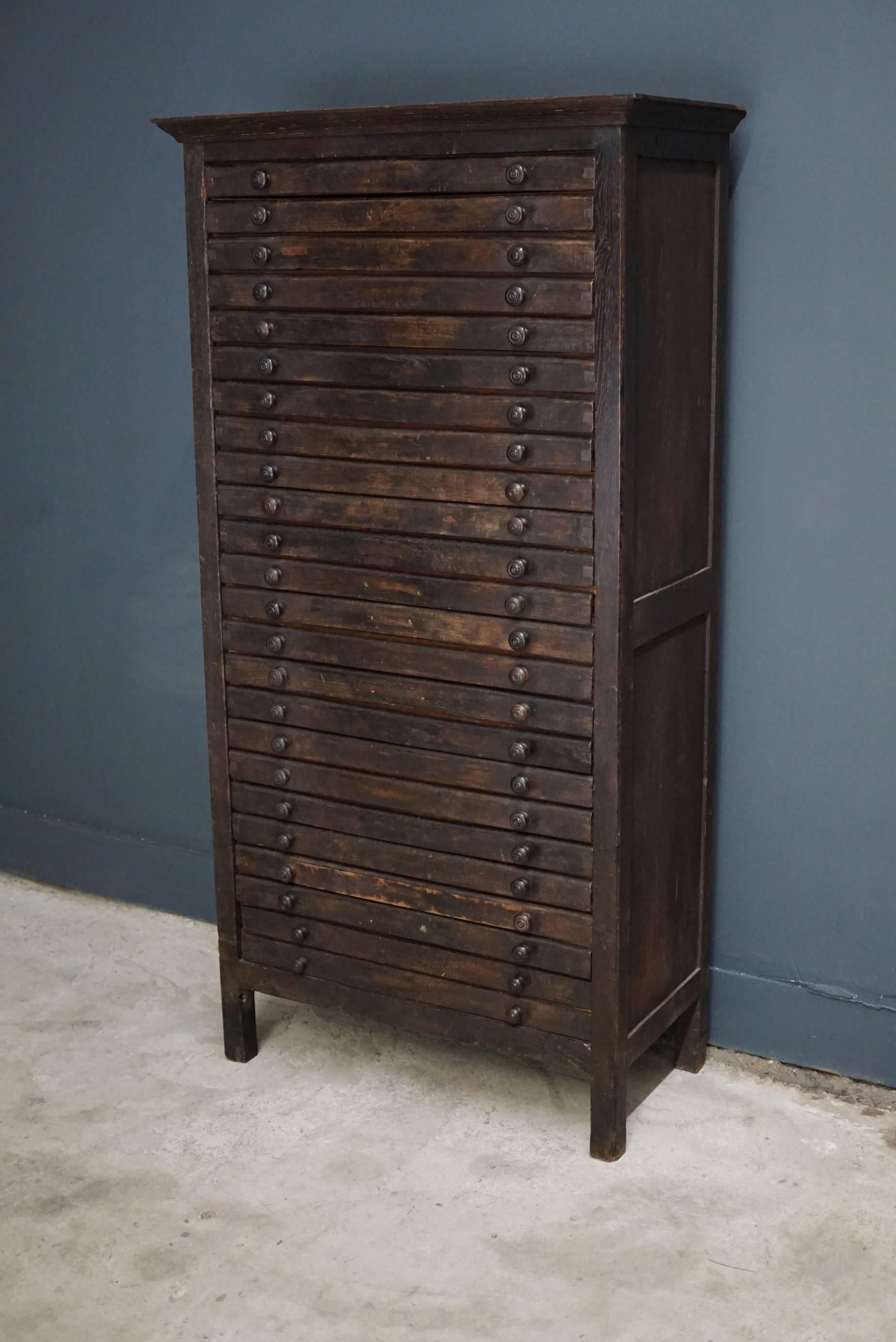 Industrial French Oak Jewelers Cabinet, circa 1900