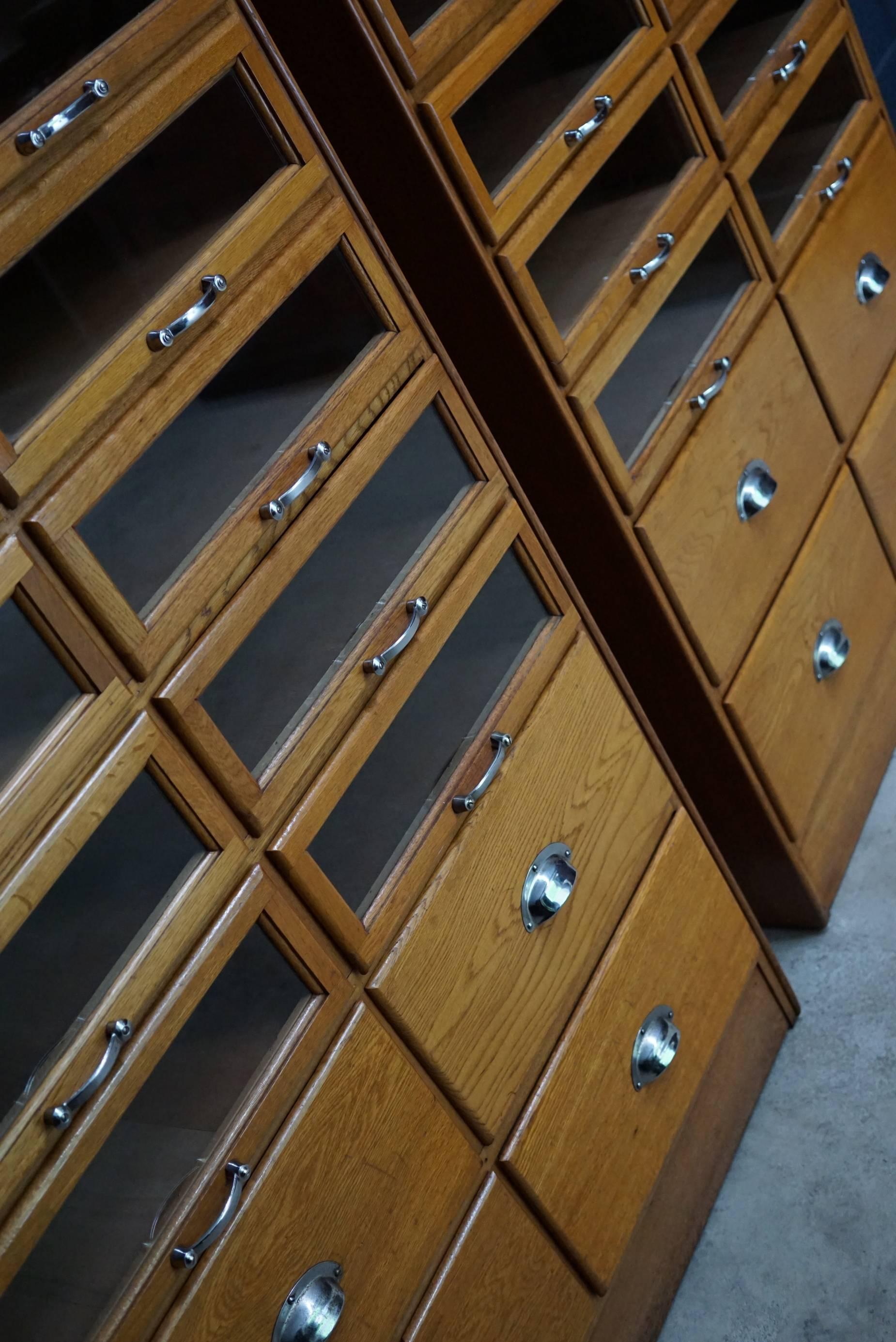 Pair of Oak Haberdashery Shop Cabinets or Retail Units, 1930s 3