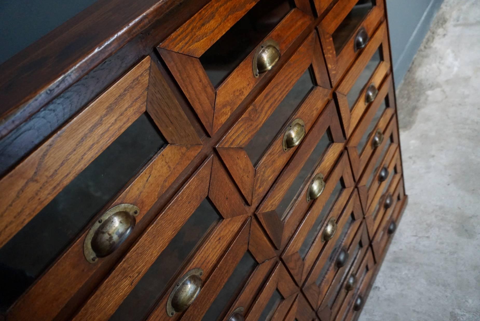 Oak Haberdashery Shop Cabinet, 1930s In Good Condition In Nijmegen, NL