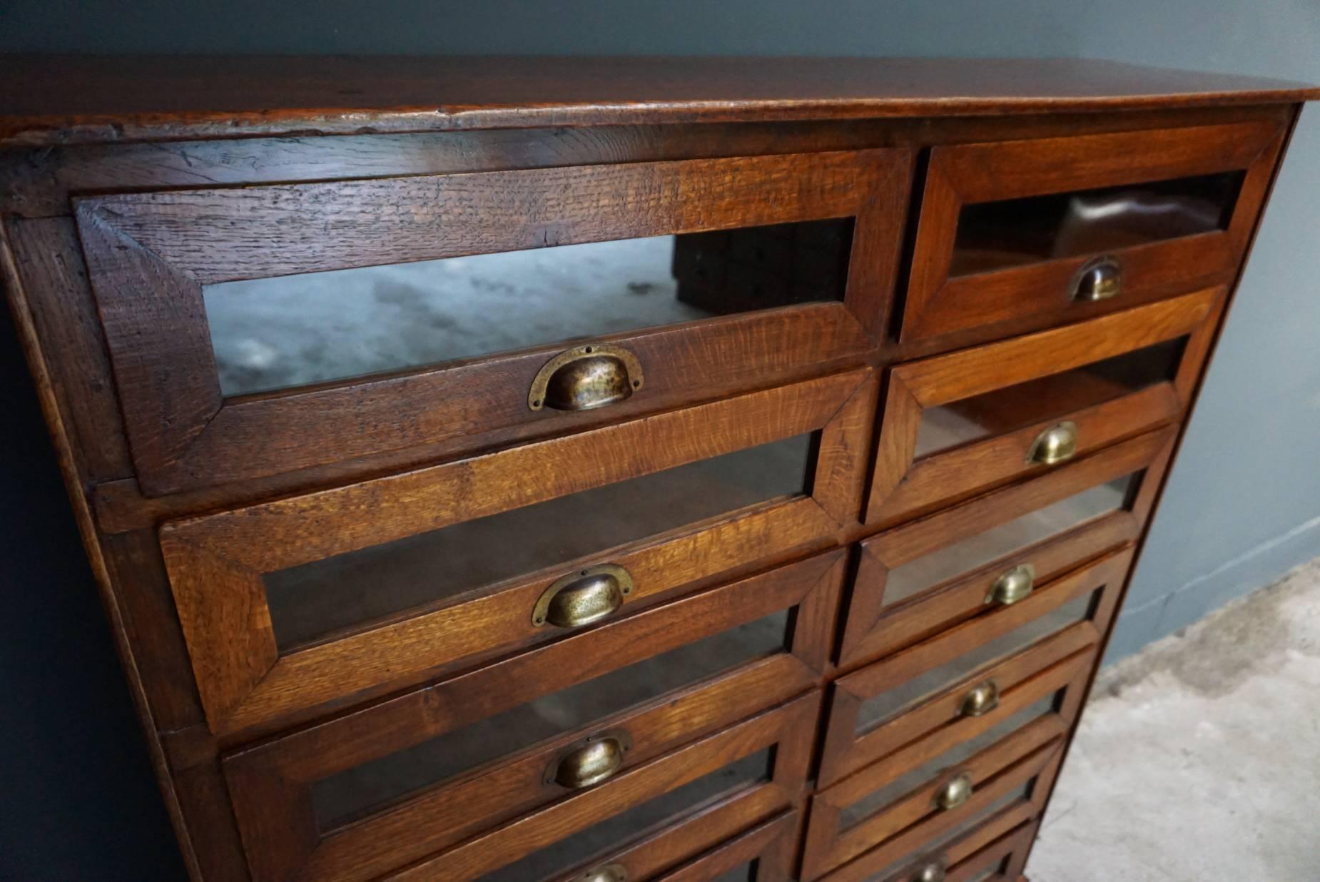 Industrial Oak Haberdashery Shop Cabinet, 1930s