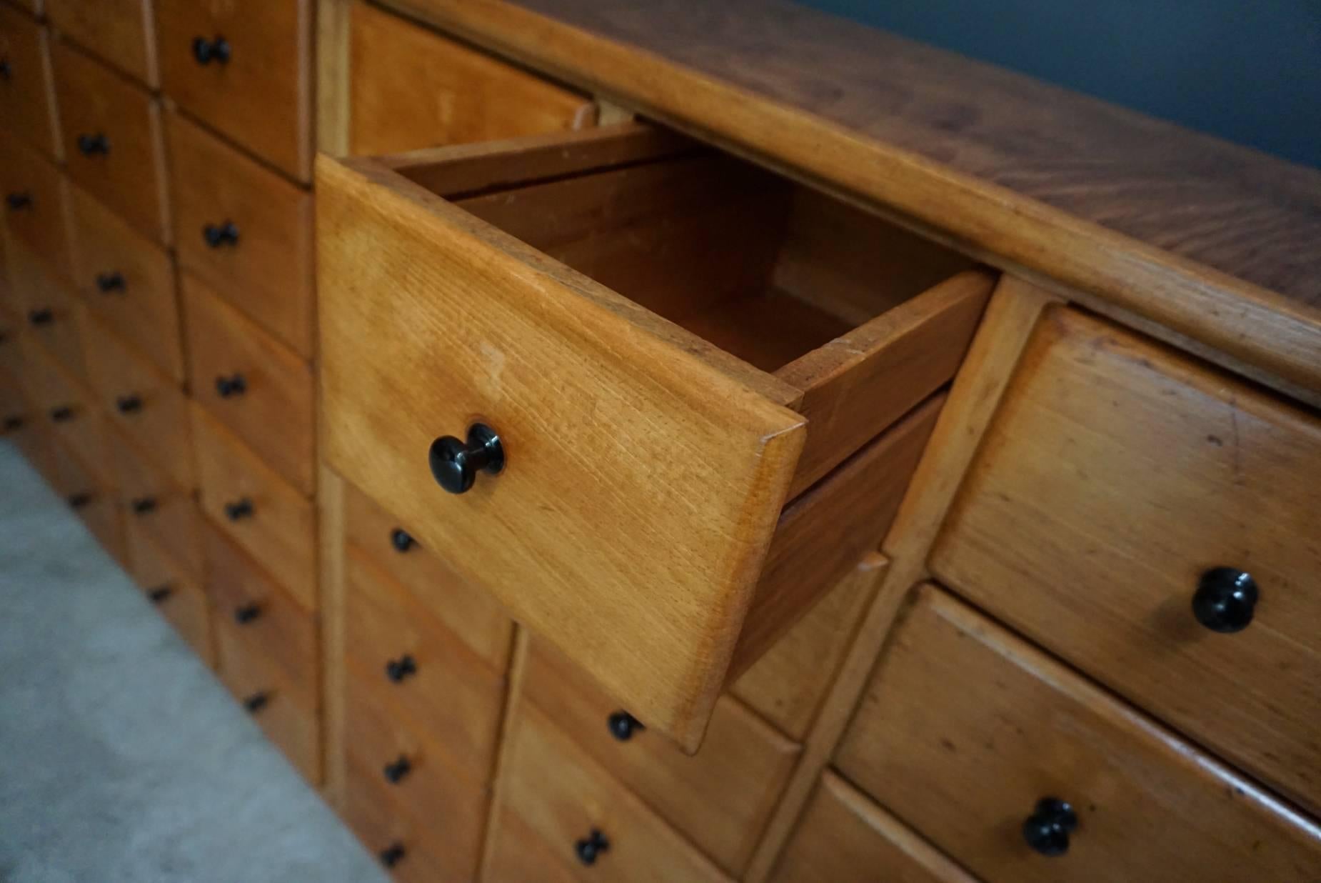 French Dutch Beech Apothecary Cabinet, 1950s