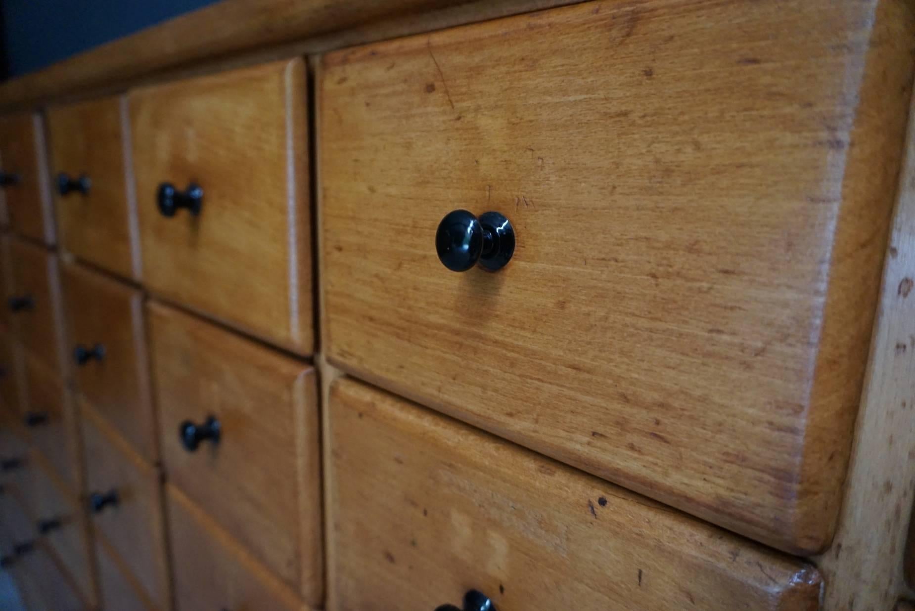 Mid-20th Century Dutch Beech Apothecary Cabinet, 1950s