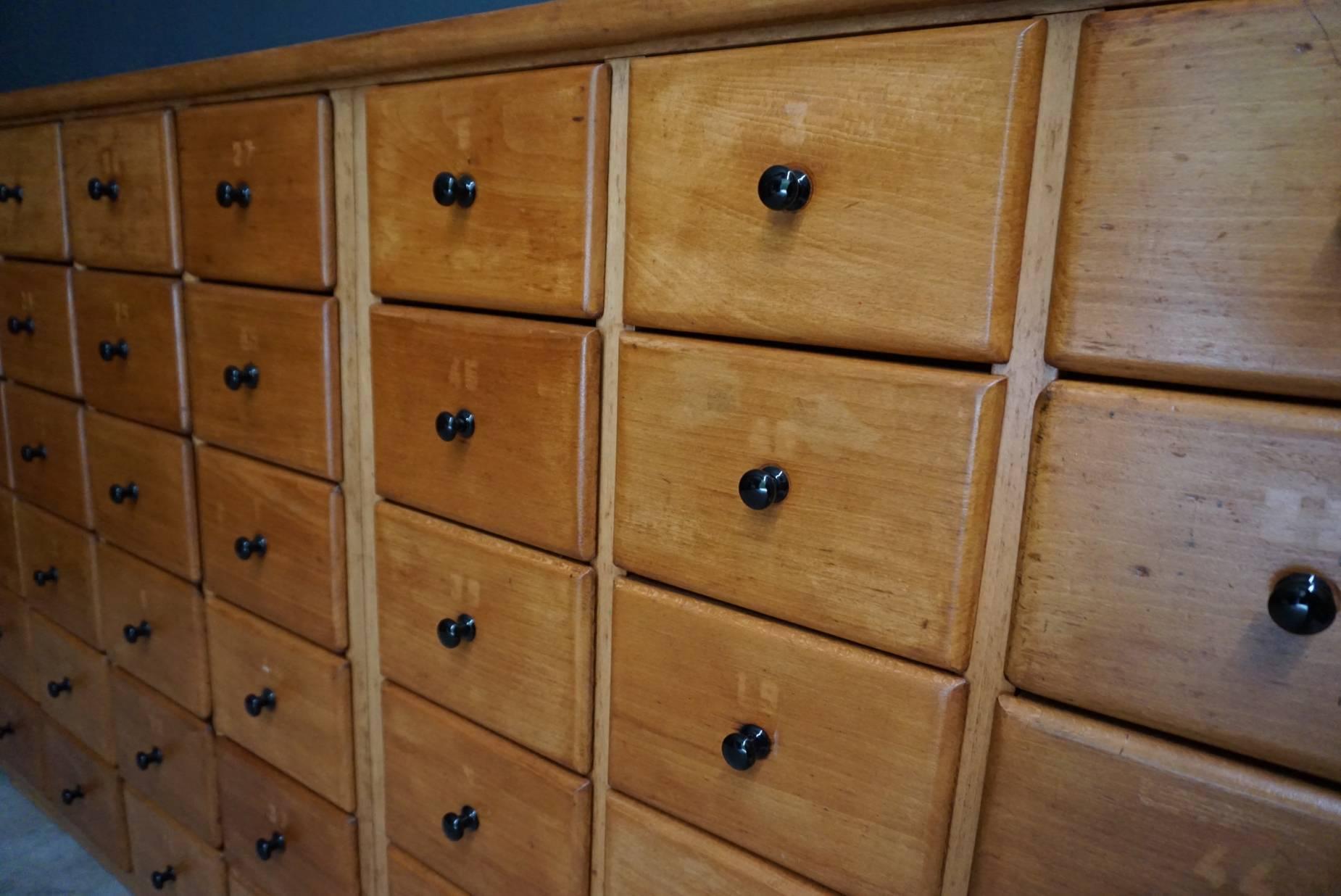 Industrial Dutch Beech Apothecary Cabinet, 1950s