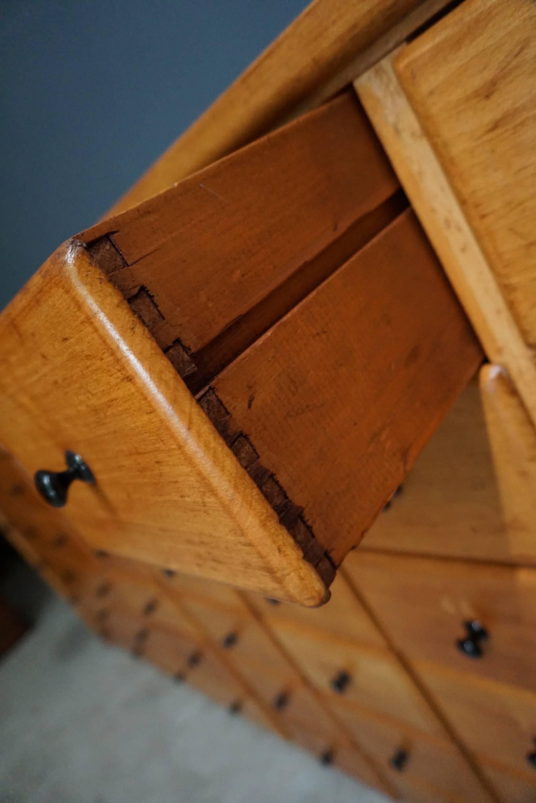 Dutch Beech Apothecary Cabinet, 1950s In Good Condition In Nijmegen, NL