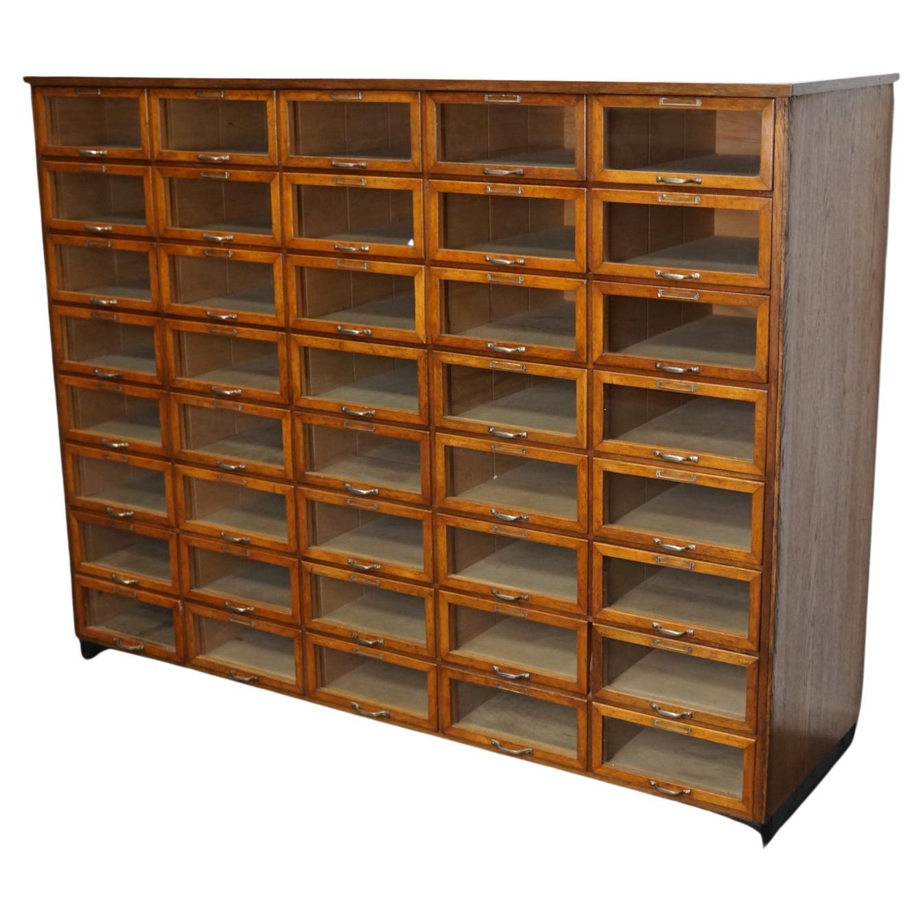 Vintage Dutch Oak Haberdashery Shop Cabinet, 1930s