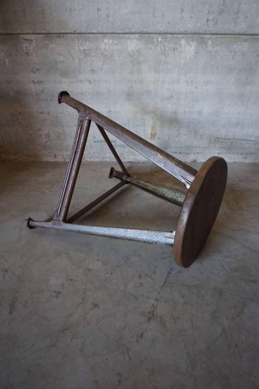 Vintage Industrial Stool by Rowac In Distressed Condition In Nijmegen, NL