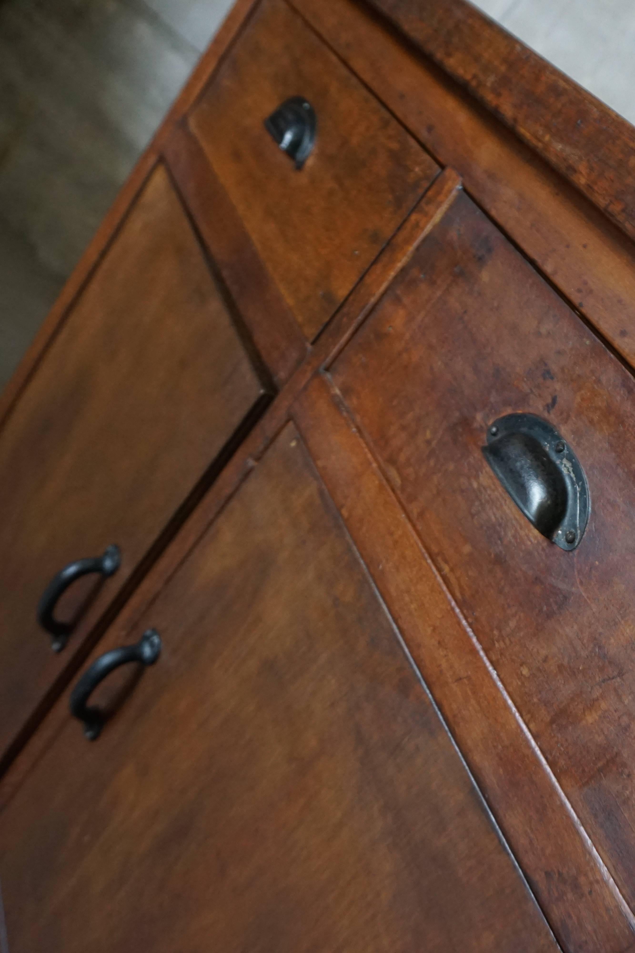 Belgian Vintage Industrial Wooden Cabinet, 1930s