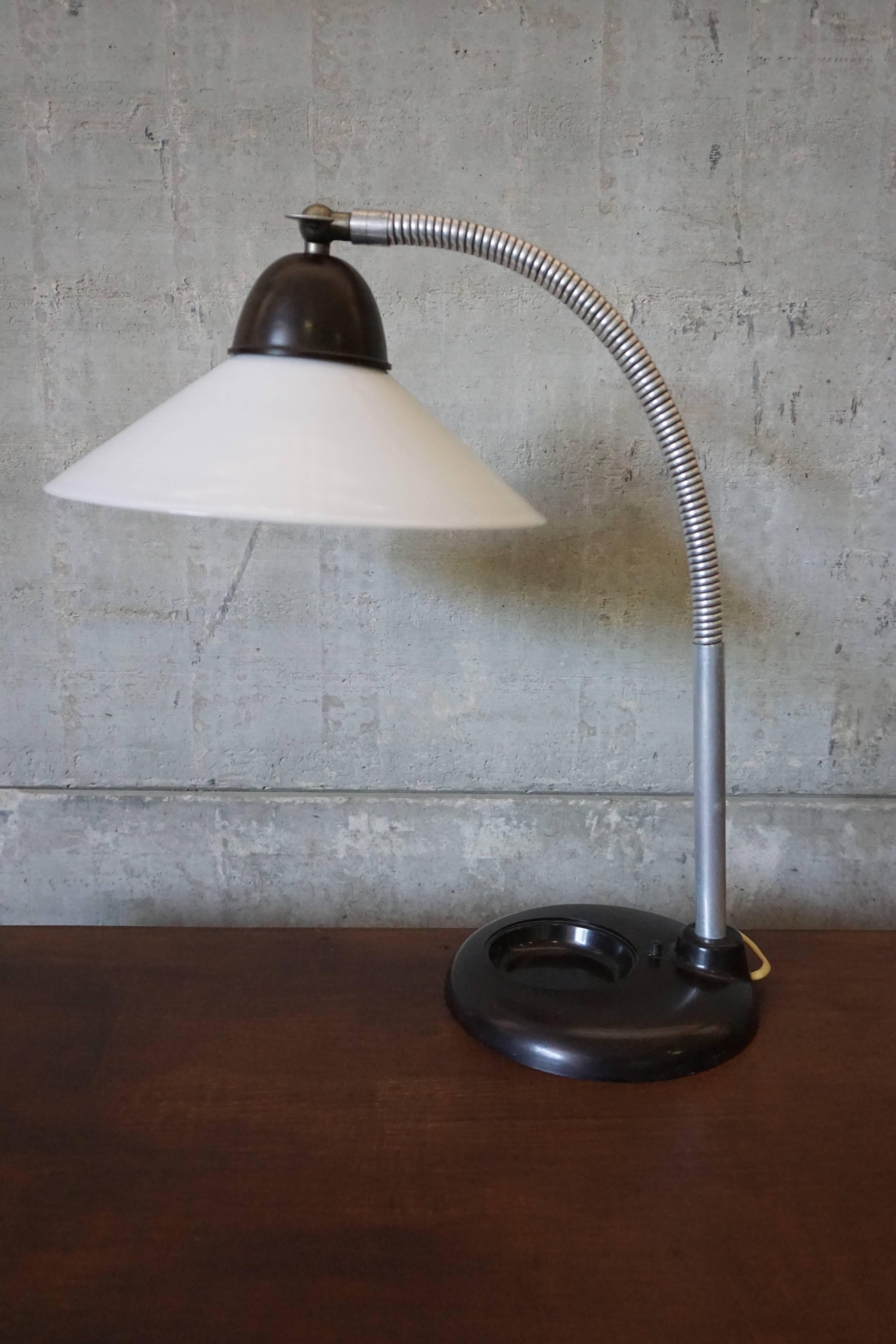 20th Century Vintage Opaline Glass Desk Lamp