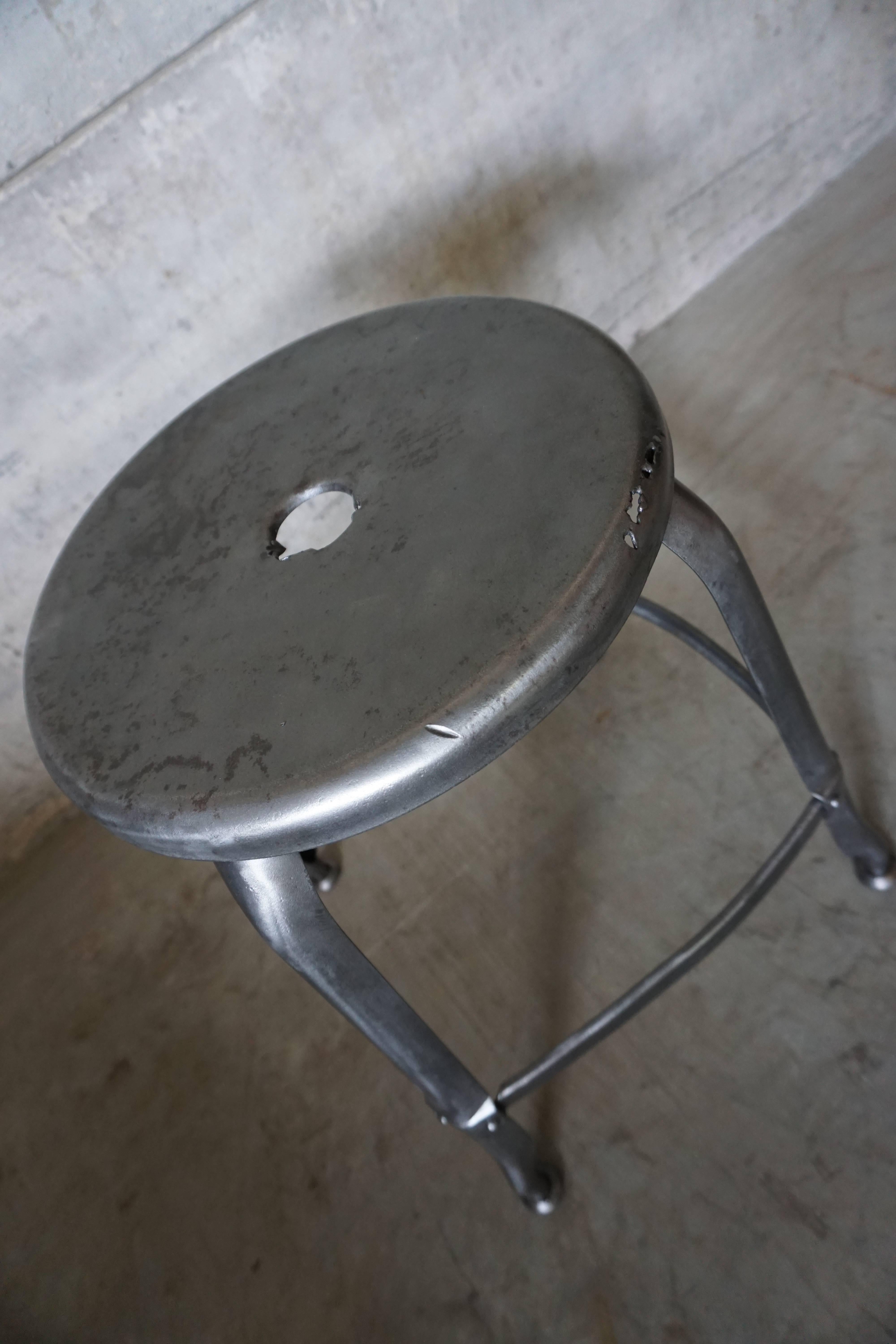 Brushed Industrial French Stool from Nicolle