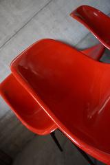 Red DSW Chairs by Charles and Ray Eames, 1950s, Set of Four