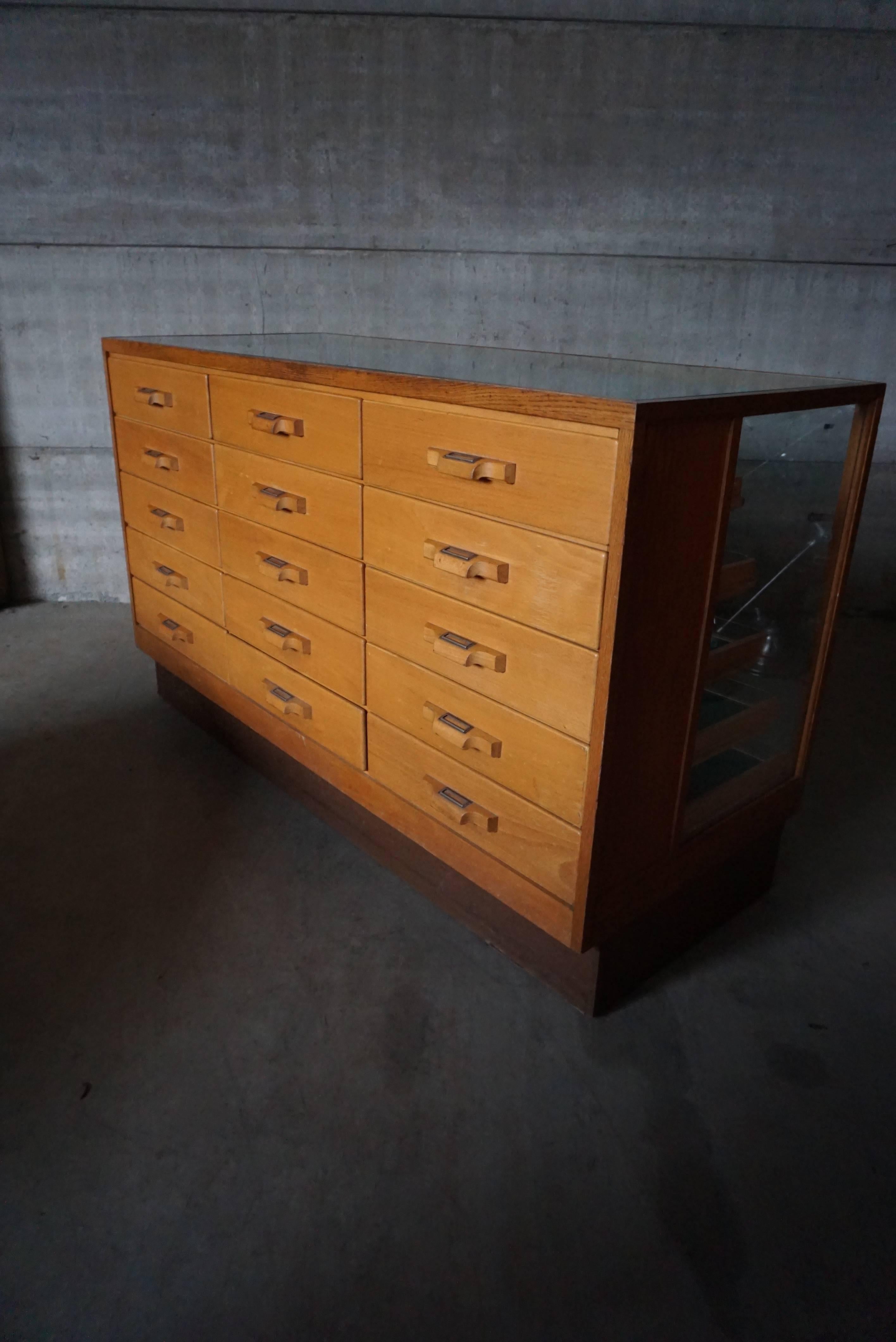 20th Century Vintage Shop Counter, Haberdashery Cabinet, 1950s