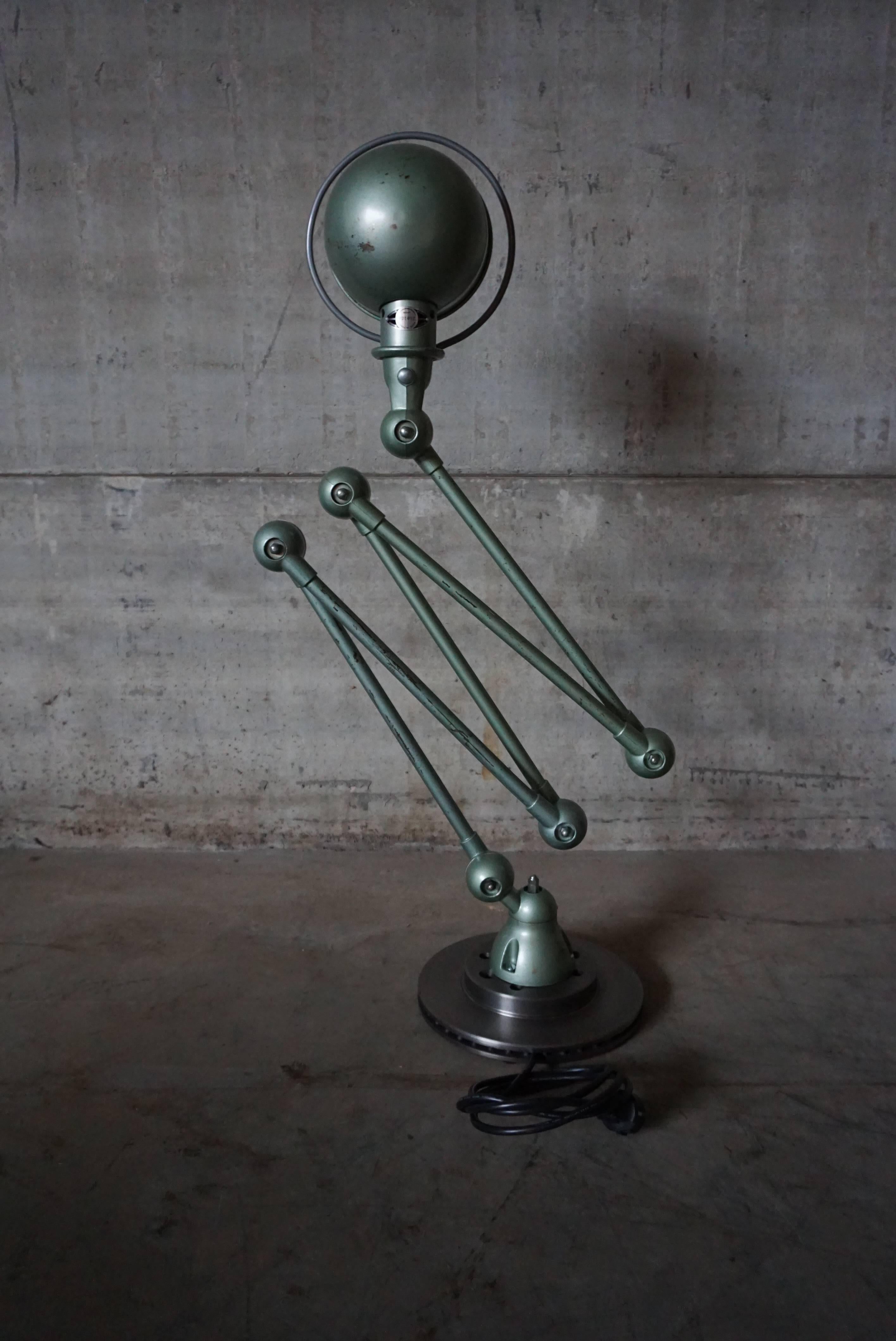 French Industrial Five-Armed Vespa Green Lamp from Jieldé