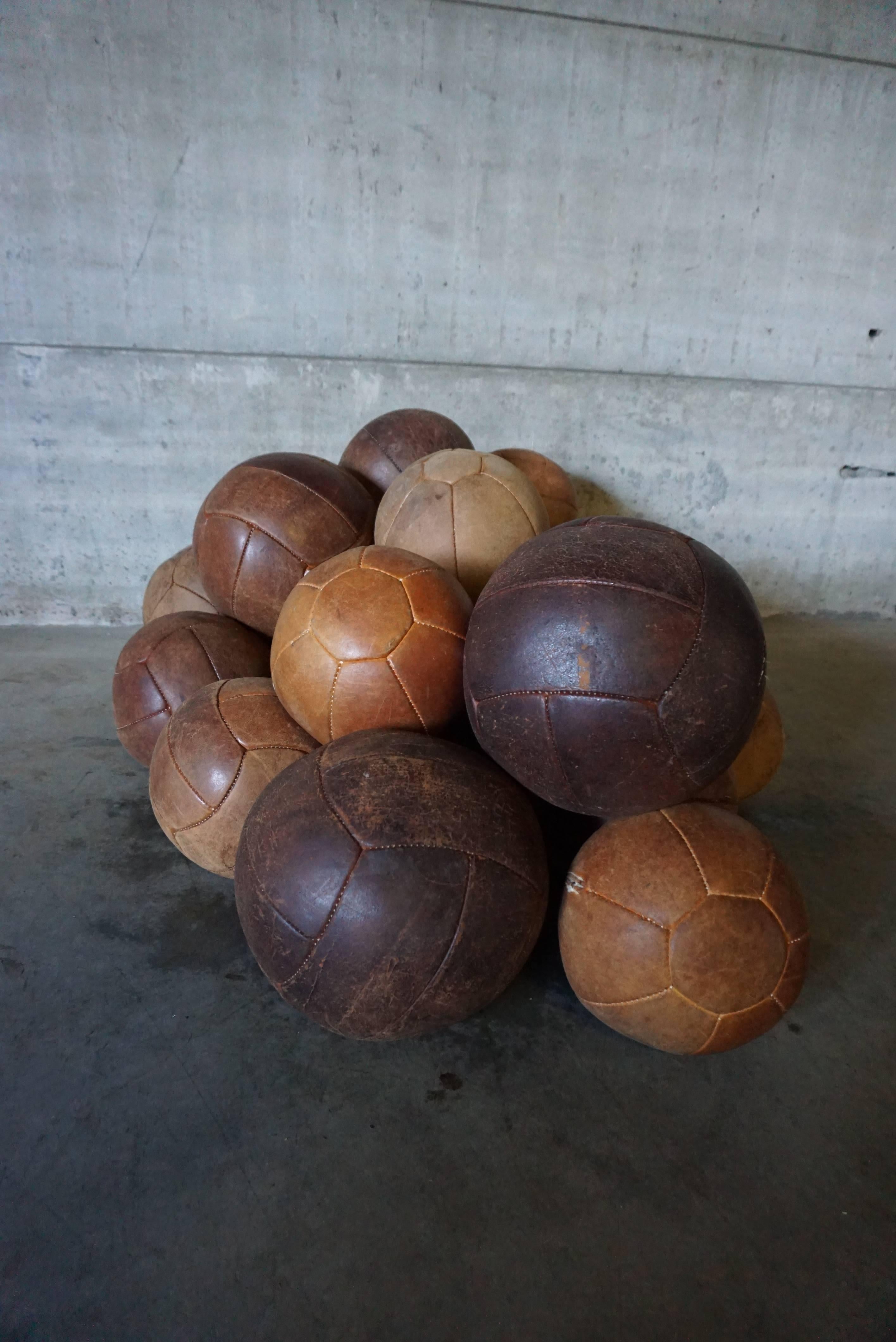 20th Century Lot of 25 Vintage Leather Medicine Balls Ball