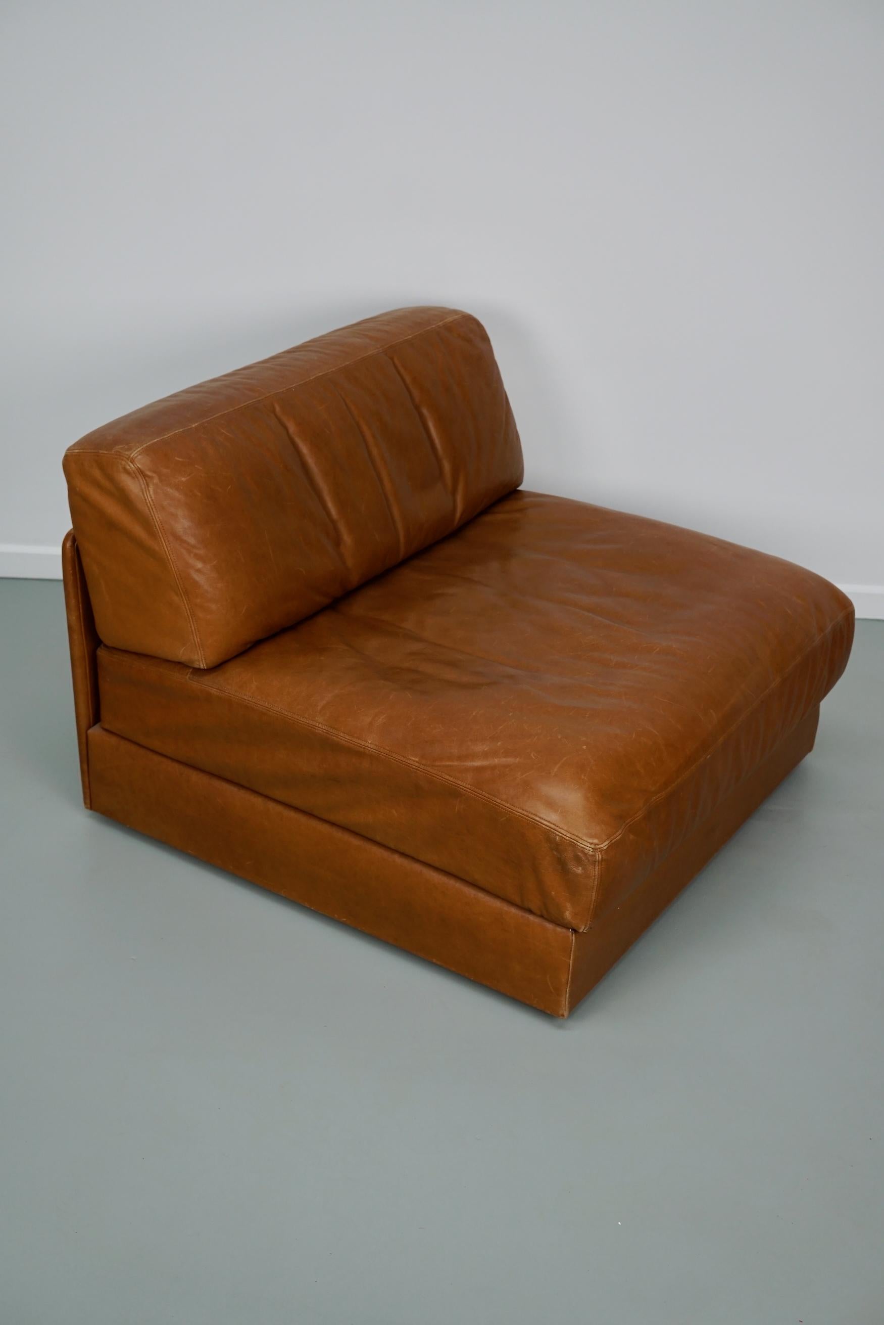 De Sede DS 76 Chaise longue / Canapé-lit en cuir cognac, Suisse, années 1970 Bon état - En vente à Nijmegen, NL