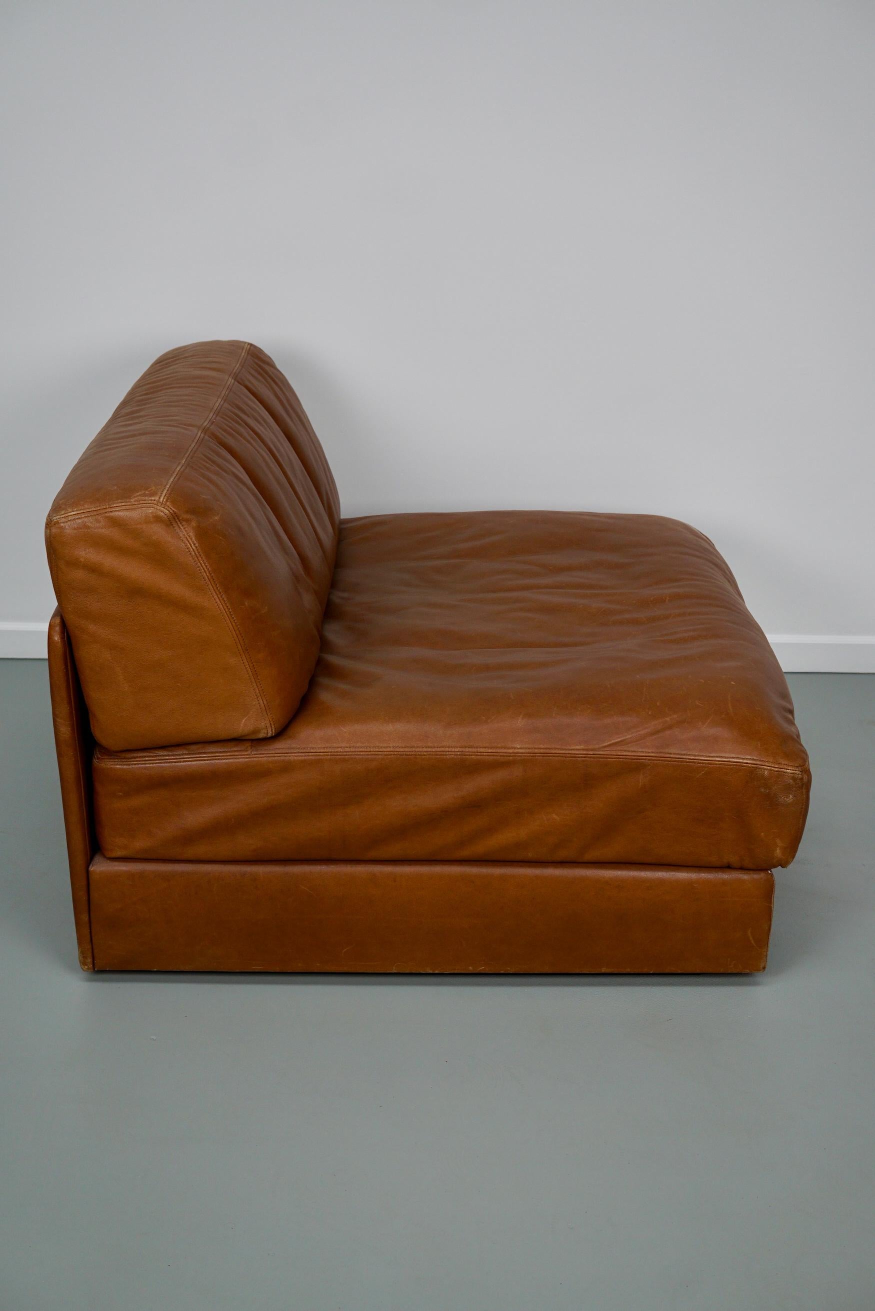 Fin du 20e siècle De Sede DS 76 Chaise longue / Canapé-lit en cuir cognac, Suisse, années 1970 en vente