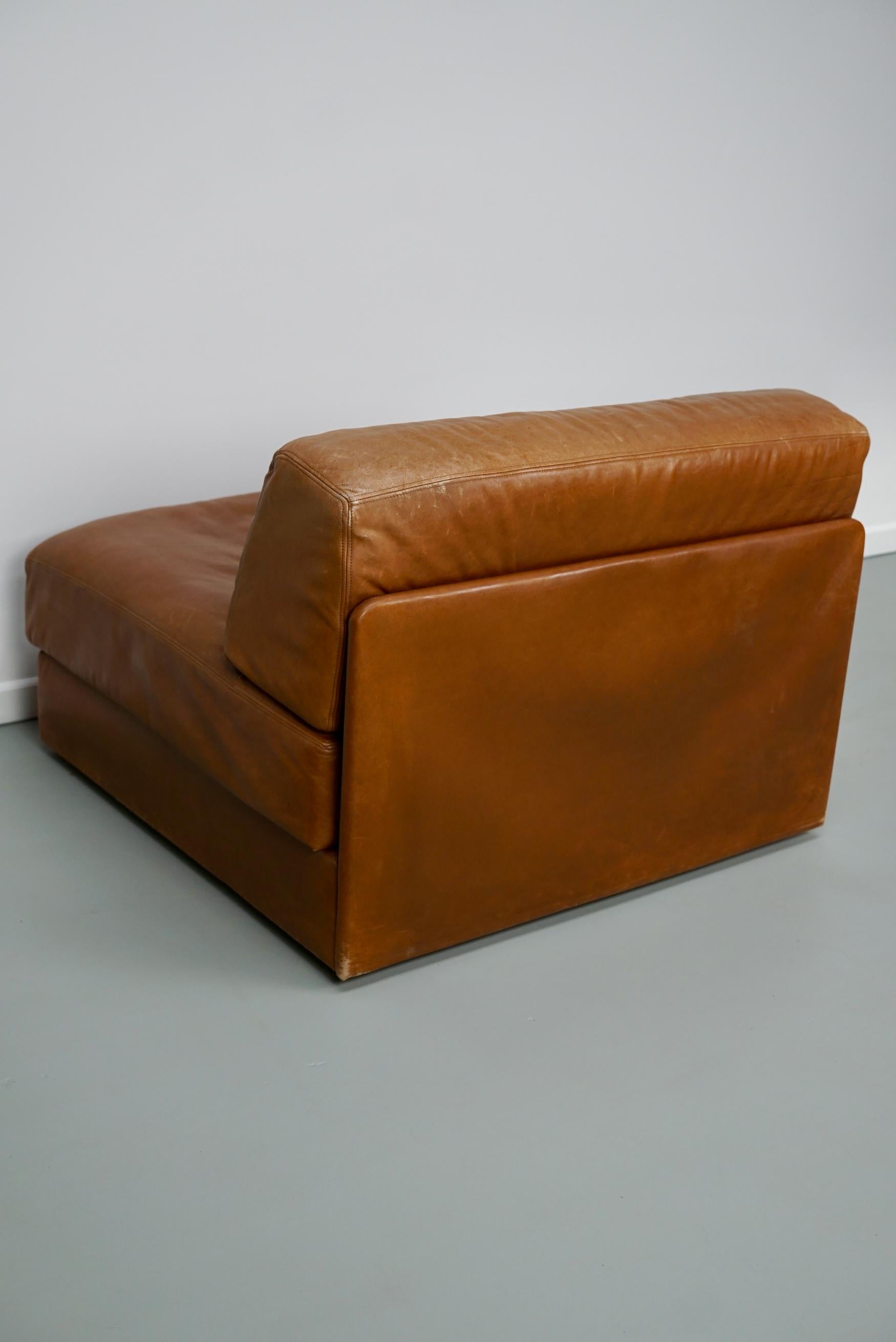 Cuir De Sede DS 76 Chaise longue / Canapé-lit en cuir cognac, Suisse, années 1970 en vente