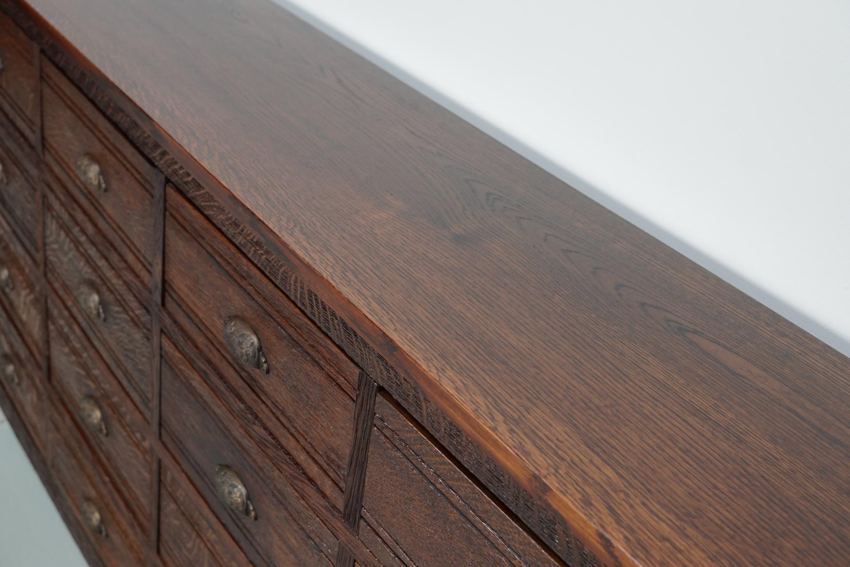 French Restored Oak Hardware Store Apothecary Cabinet, 1920/1930s For Sale 3