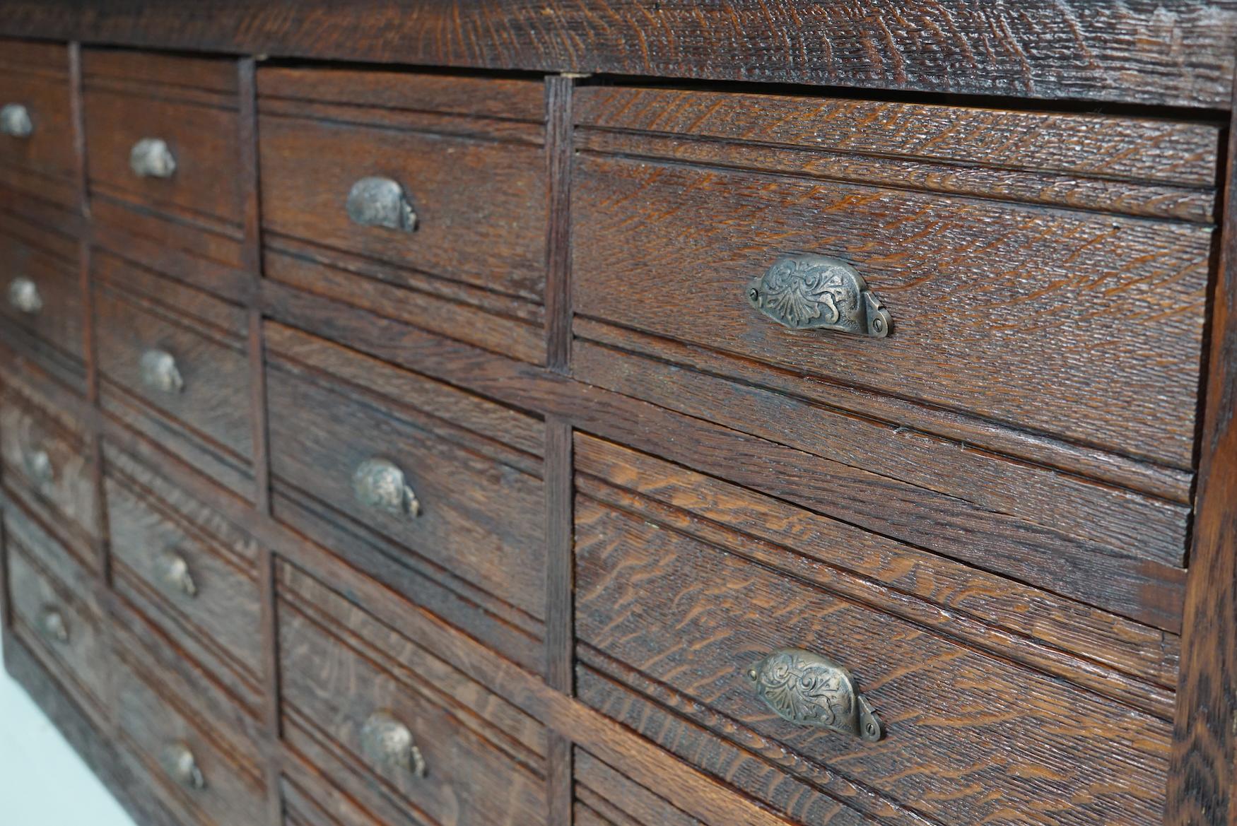 French Restored Oak Hardware Store Apothecary Cabinet, 1920/1930s For Sale 2