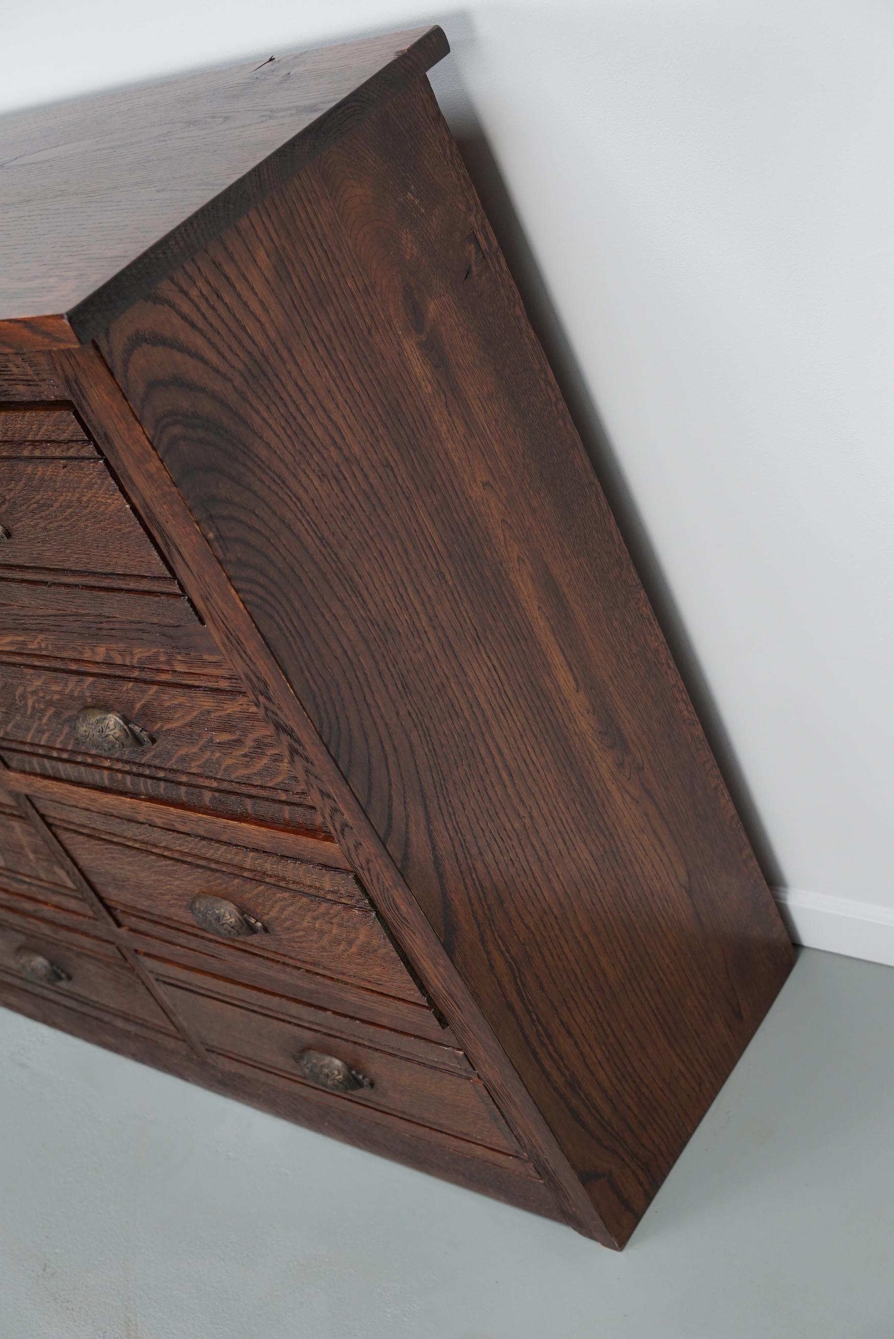 Mid-20th Century French Restored Oak Hardware Store Apothecary Cabinet, 1920/1930s For Sale
