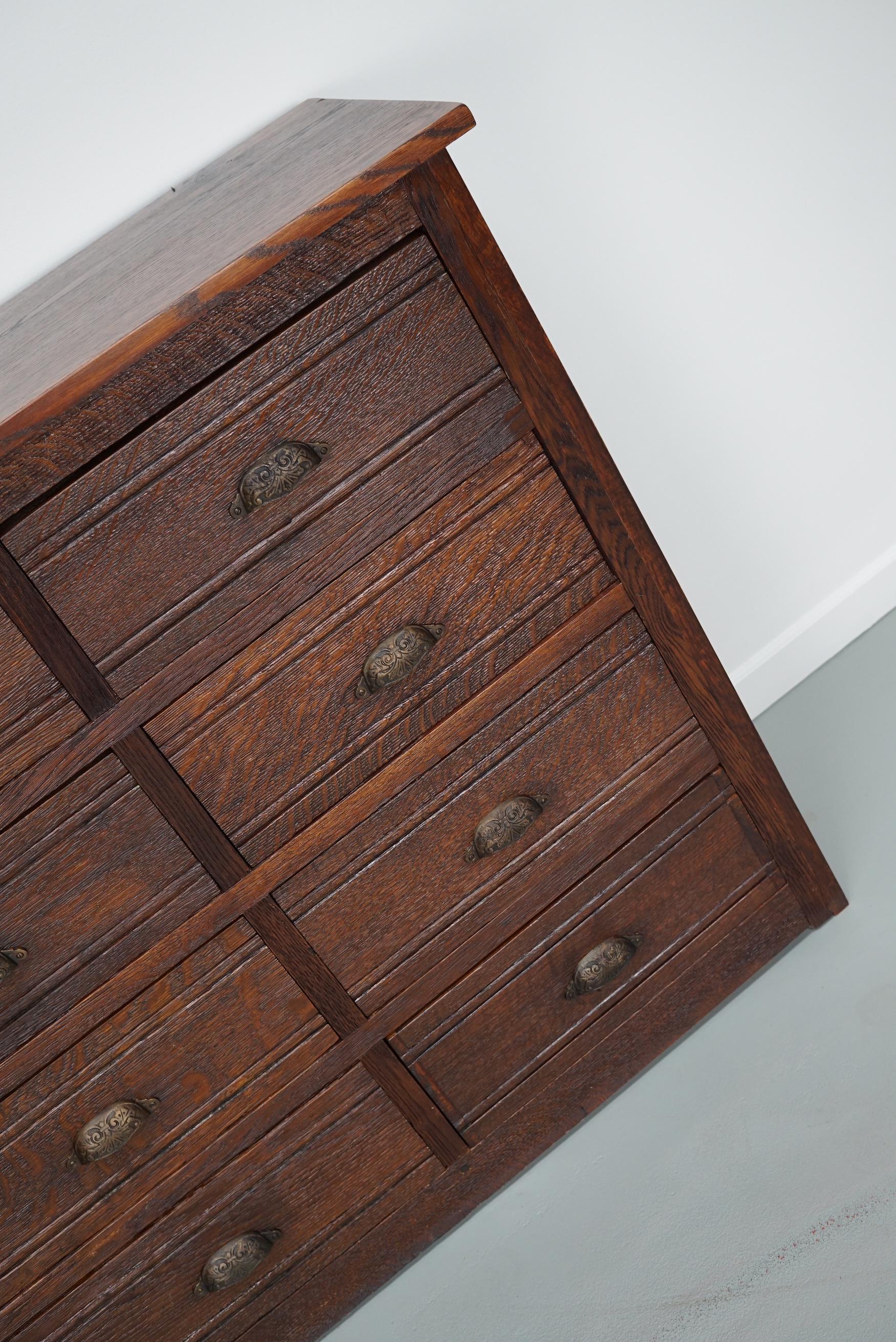French Restored Oak Hardware Store Apothecary Cabinet, 1920/1930s For Sale 4