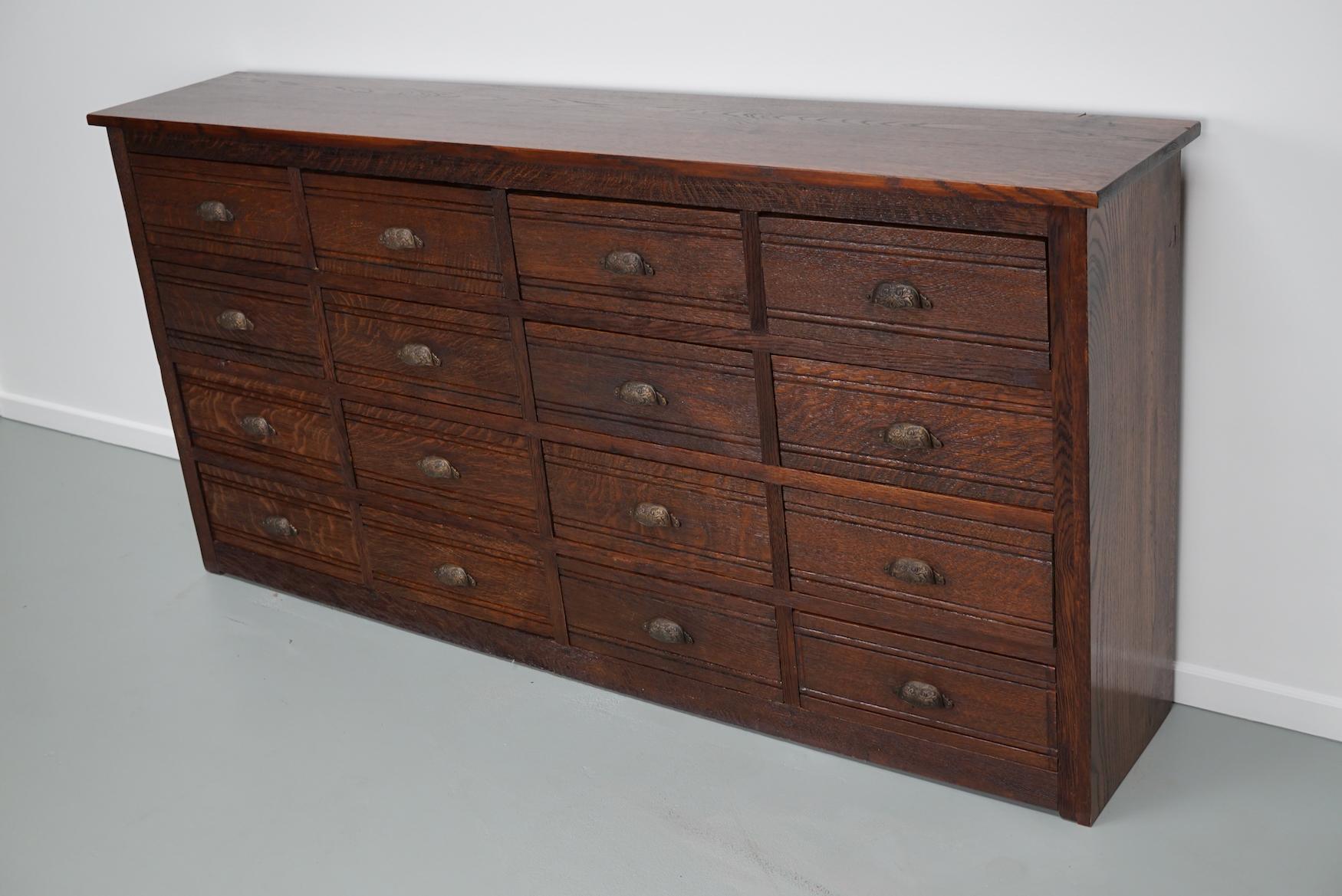 French Restored Oak Hardware Store Apothecary Cabinet, 1920/1930s For Sale 9