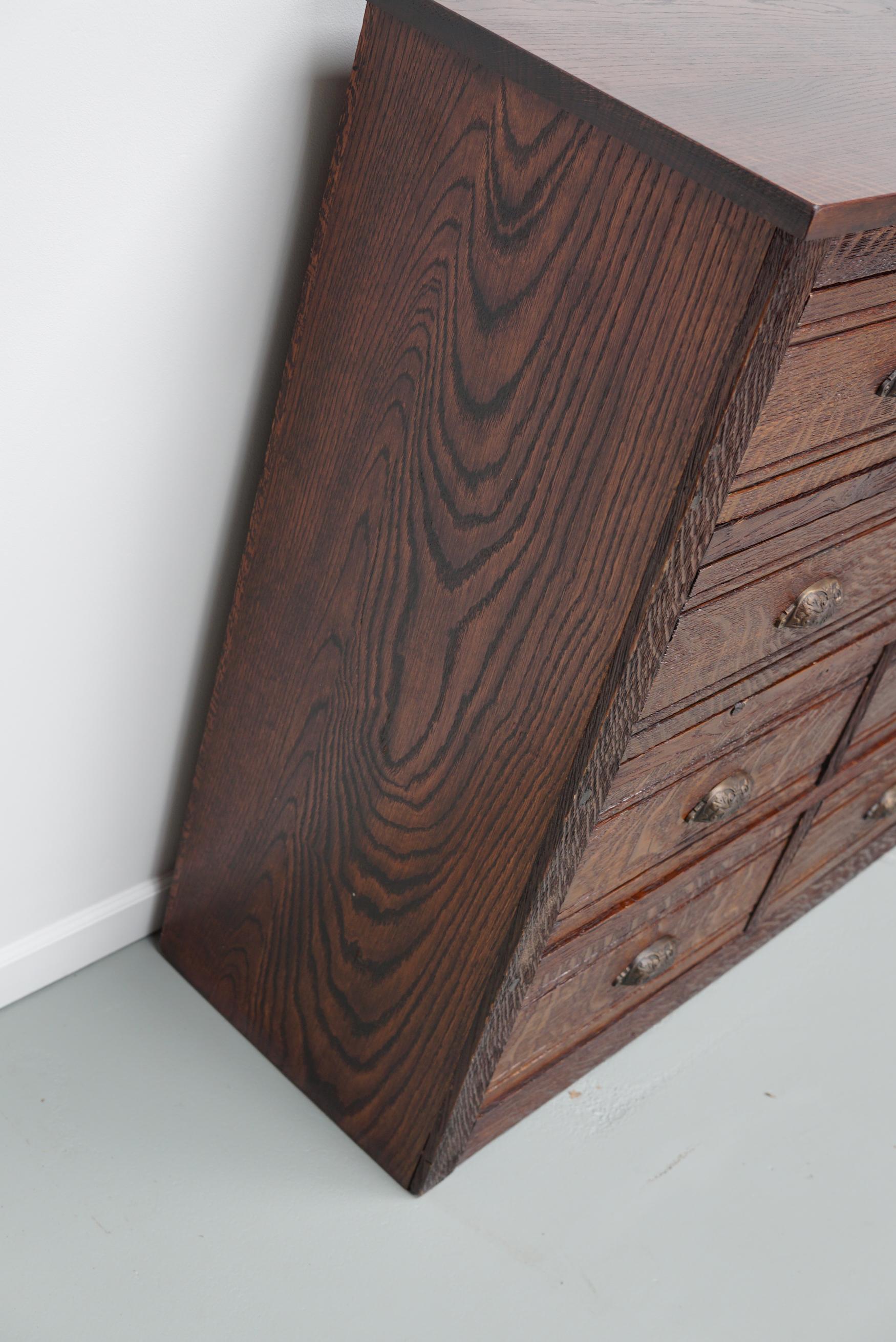 French Restored Oak Hardware Store Apothecary Cabinet, 1920/1930s For Sale 6