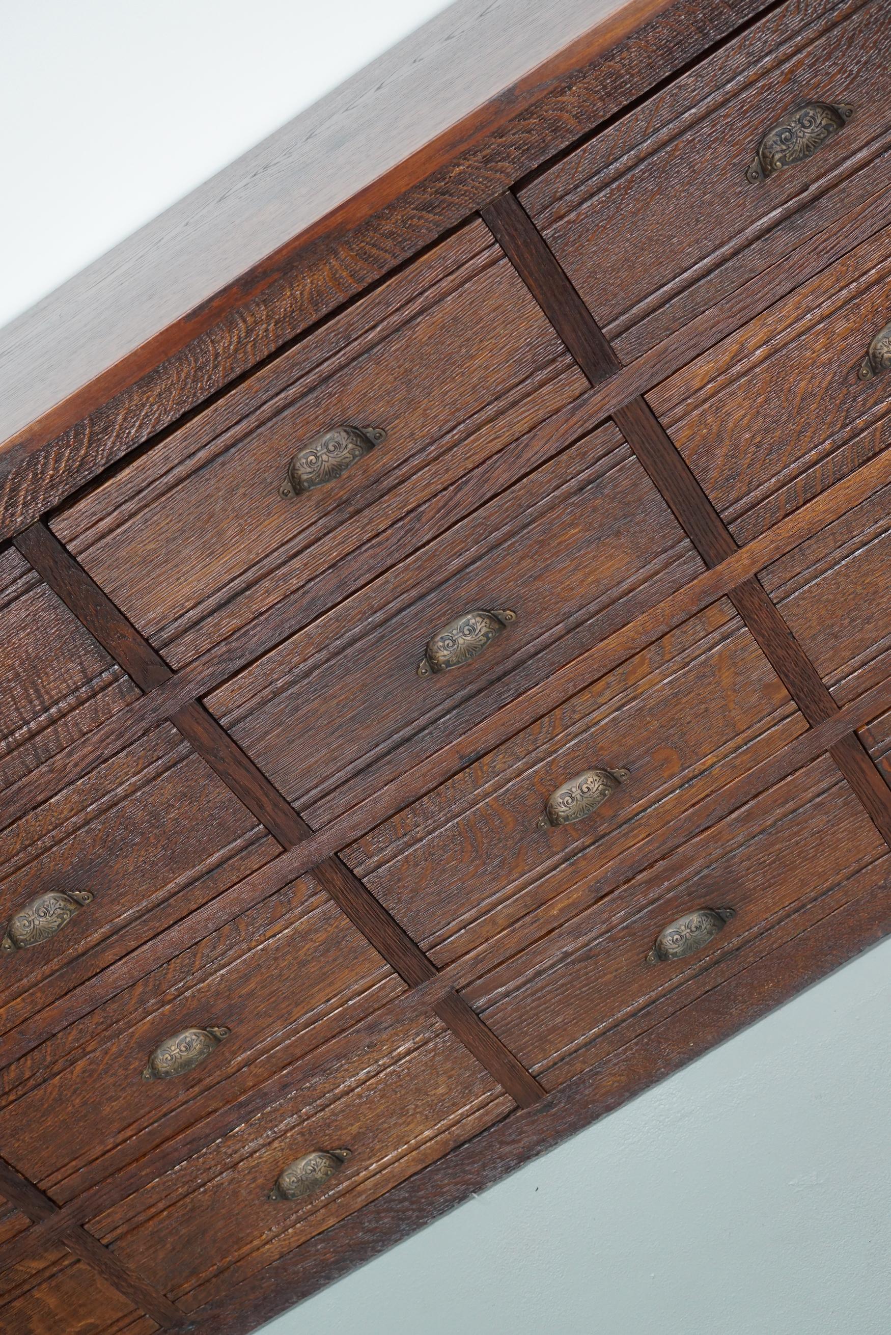 French Restored Oak Hardware Store Apothecary Cabinet, 1920/1930s For Sale 5