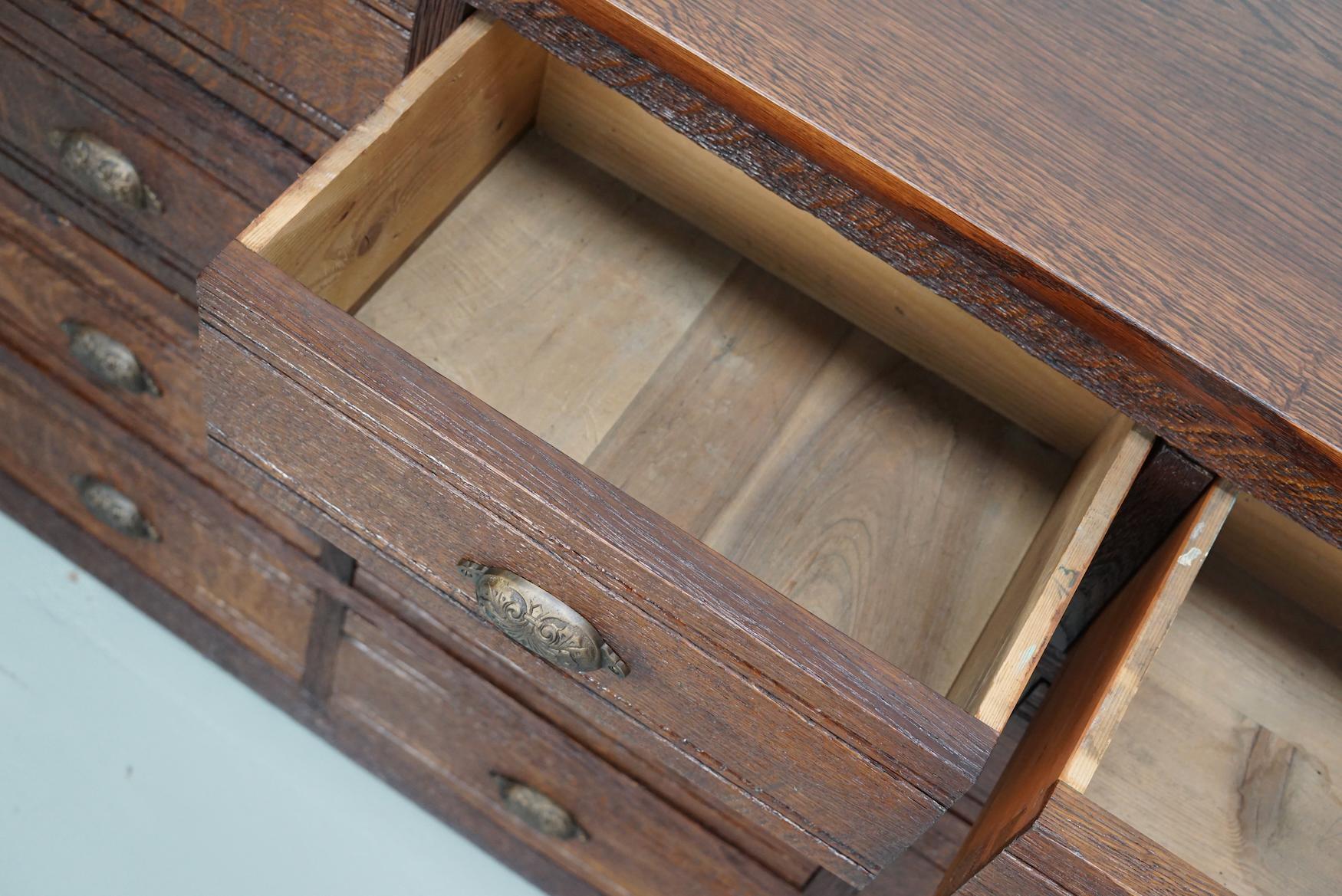 French Restored Oak Hardware Store Apothecary Cabinet, 1920/1930s For Sale 11