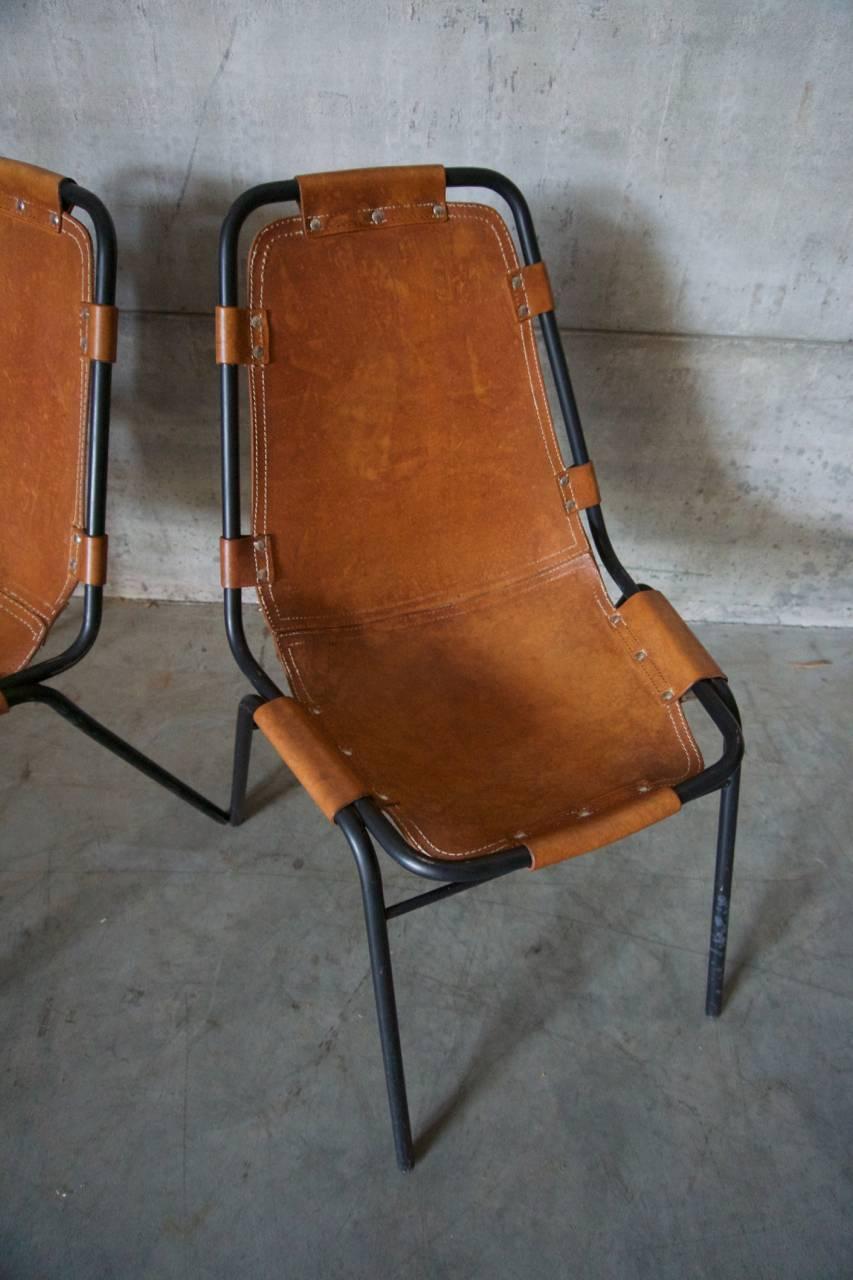 Leather Vintage Pair of Chairs by Charlotte Perriand for Les Arcs