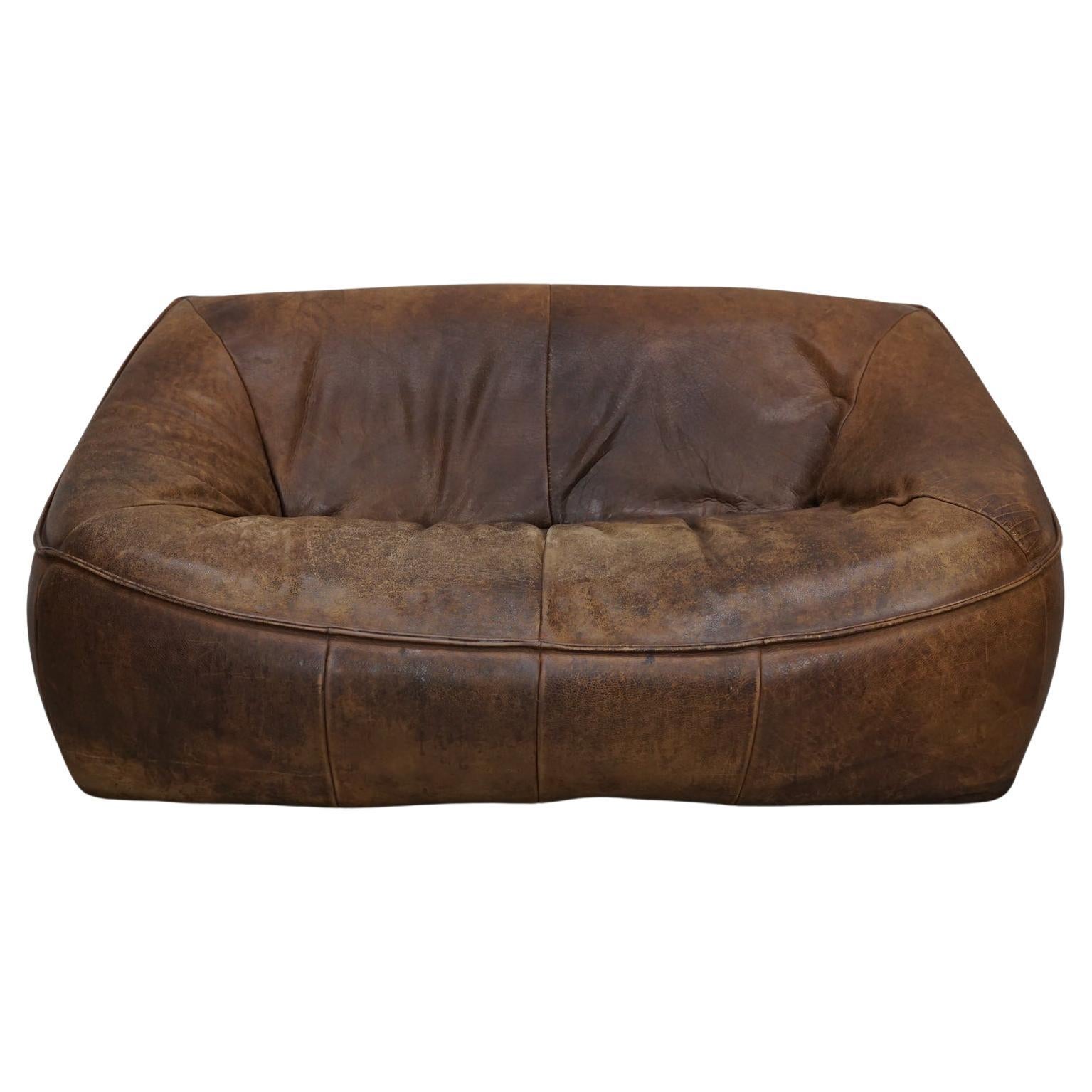 Sofá Ringo Vintage Dutch Leather Gerard Van Den Berg, Años 70
