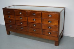 Antique English Beech Glass Shop Counter Cabinet / Vitrine, circa 1920-1930s