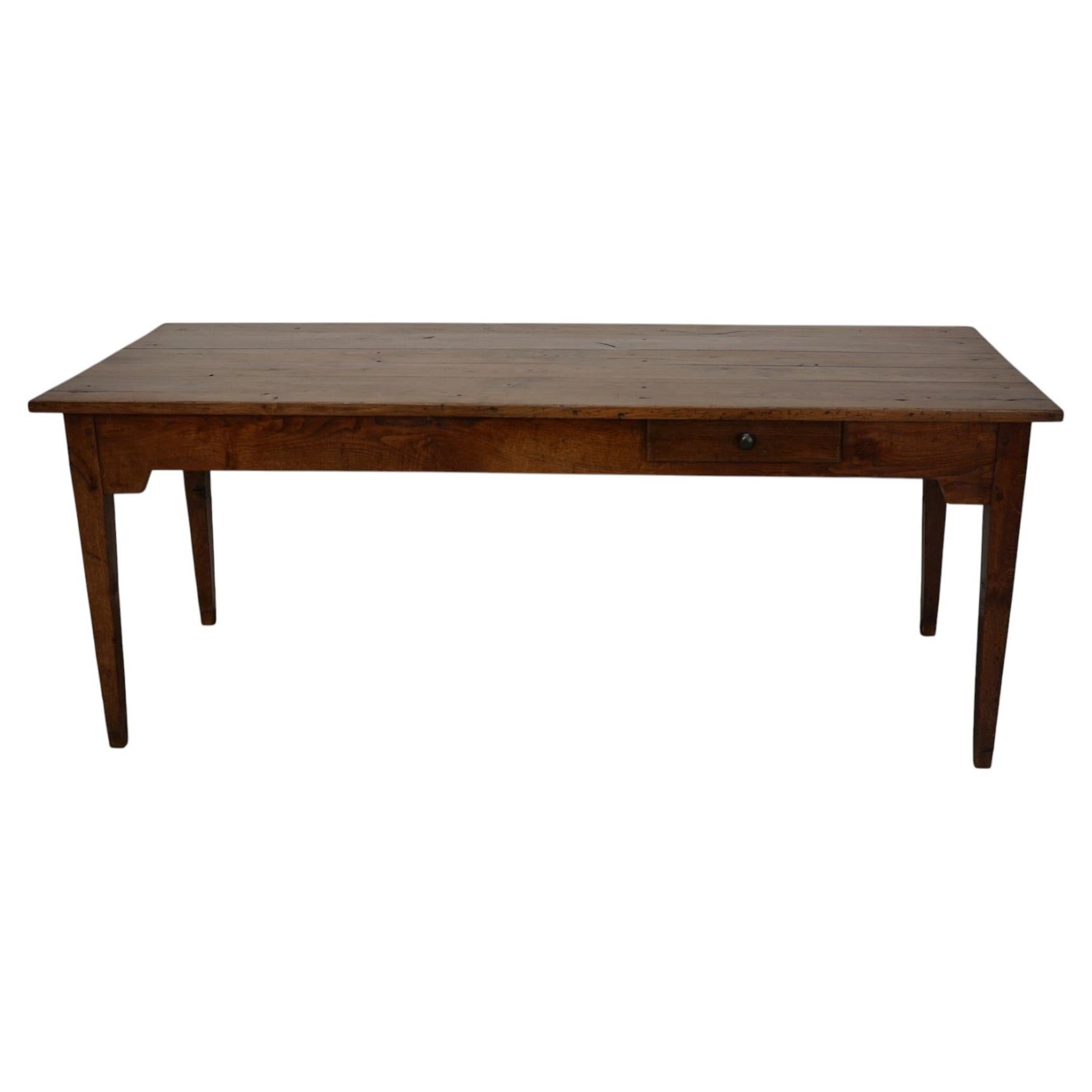 Antique Oak Late 19th Century French Rustic Farmhouse Dining Table