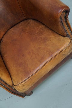 Vintage Dutch Club Chair in Cognac Colored Leather