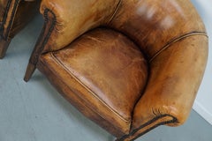 Vintage Dutch Cognac Colored Leather Club Chair, Set of 2