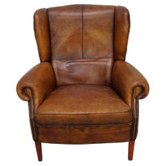Sedia Club Vintage By in pelle color cognac